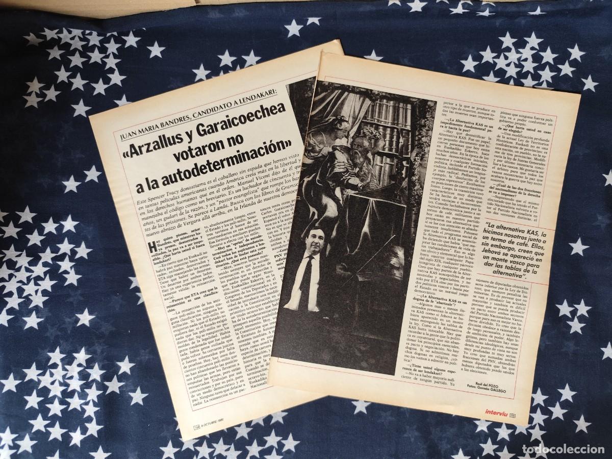 Coleccionismo de revista Intervi&uacute;: Juan Mar&iacute;a Bandr&eacute;s Candidato a Lendakari Recort&eacute;/Cliping Revista Interviu 543-1986