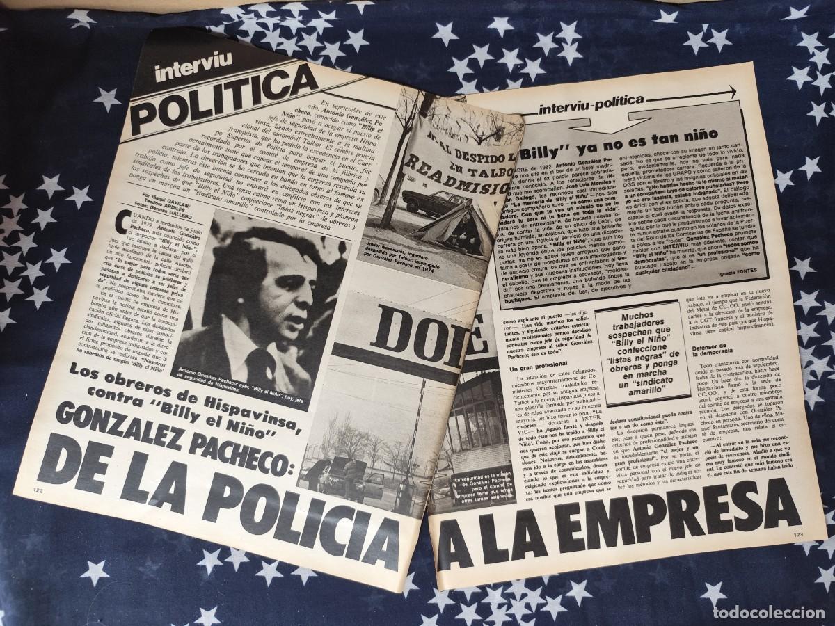 Coleccionismo de revista Intervi&uacute;: Gonz&aacute;lez Pacheco De la polic&iacute;a a la empresa Recorte/Cliping Revista Interviu 345 - 1982