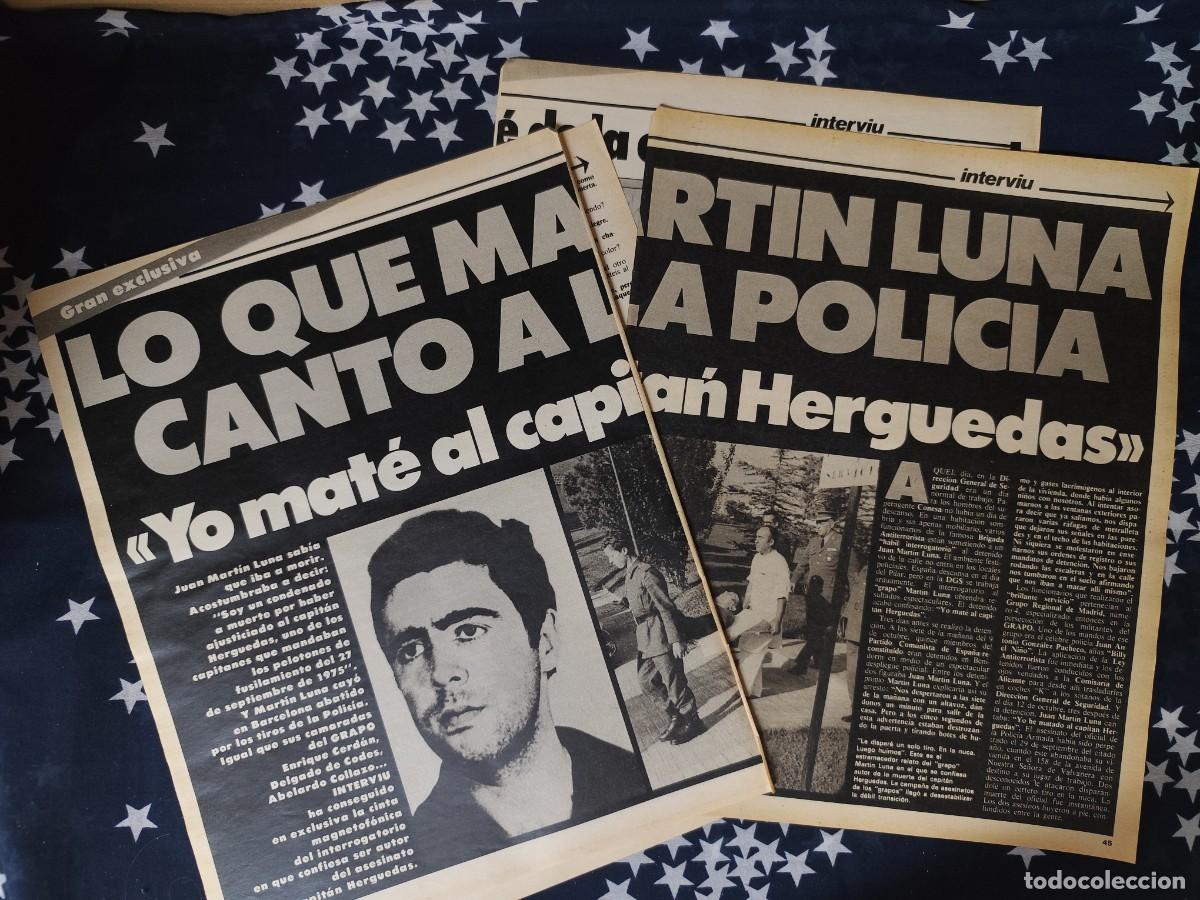 Coleccionismo de revista Intervi&uacute;: Lo que Mart&iacute;n Luna cant&oacute; a la polic&iacute;a Recorte/Cliping Revista Interviu 345 - 1982