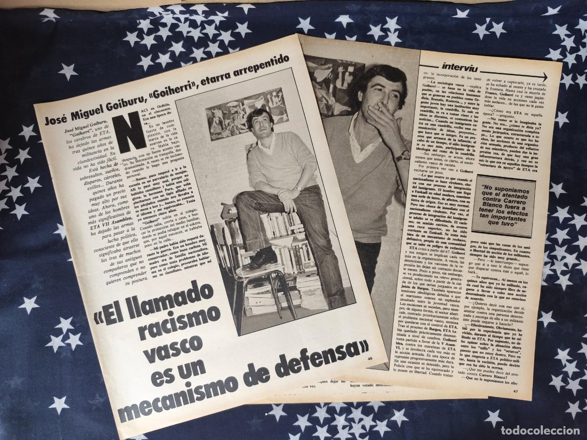 Coleccionismo de revista Intervi&uacute;: Jos&eacute; Manuel Goiburu , Goiherri , etarra arrepentido Recorte/Cliping Revista Interviu 343-1982