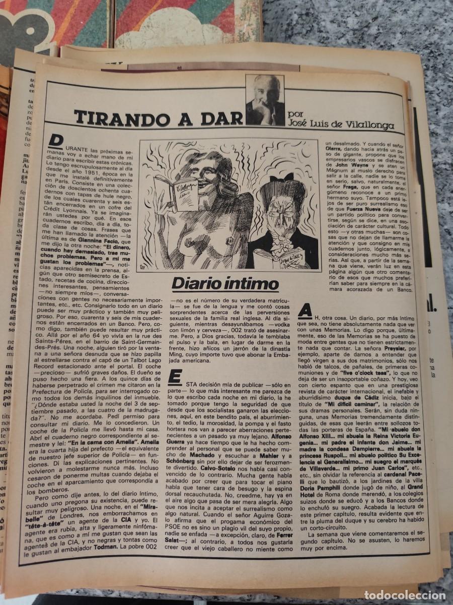 Coleccionismo de revista Intervi&uacute;: Tirando a dar Diario &iacute;ntimo Jos&eacute; Luis de Villalonga Recorte/Cliping Revista Interviu 342-1982