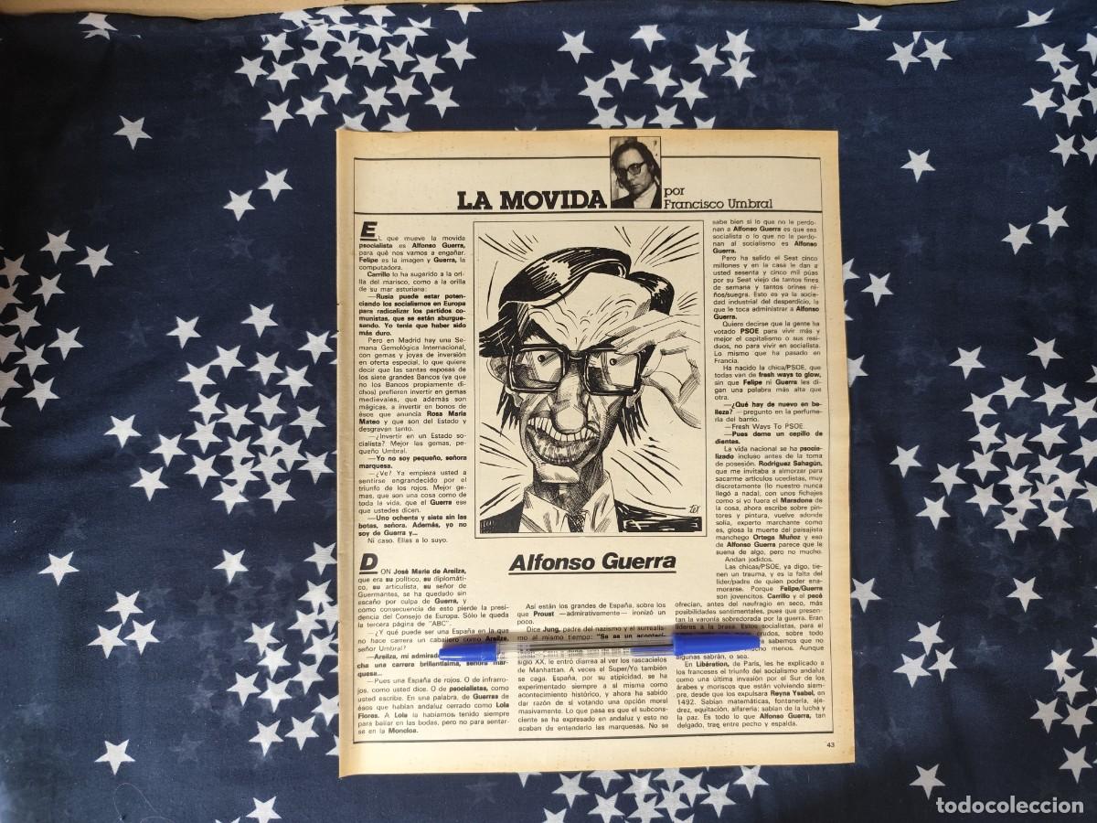 Coleccionismo de revista Intervi&uacute;: La movida Francisco Umbral Recorte/Cliping Revista Interviu 341-1982