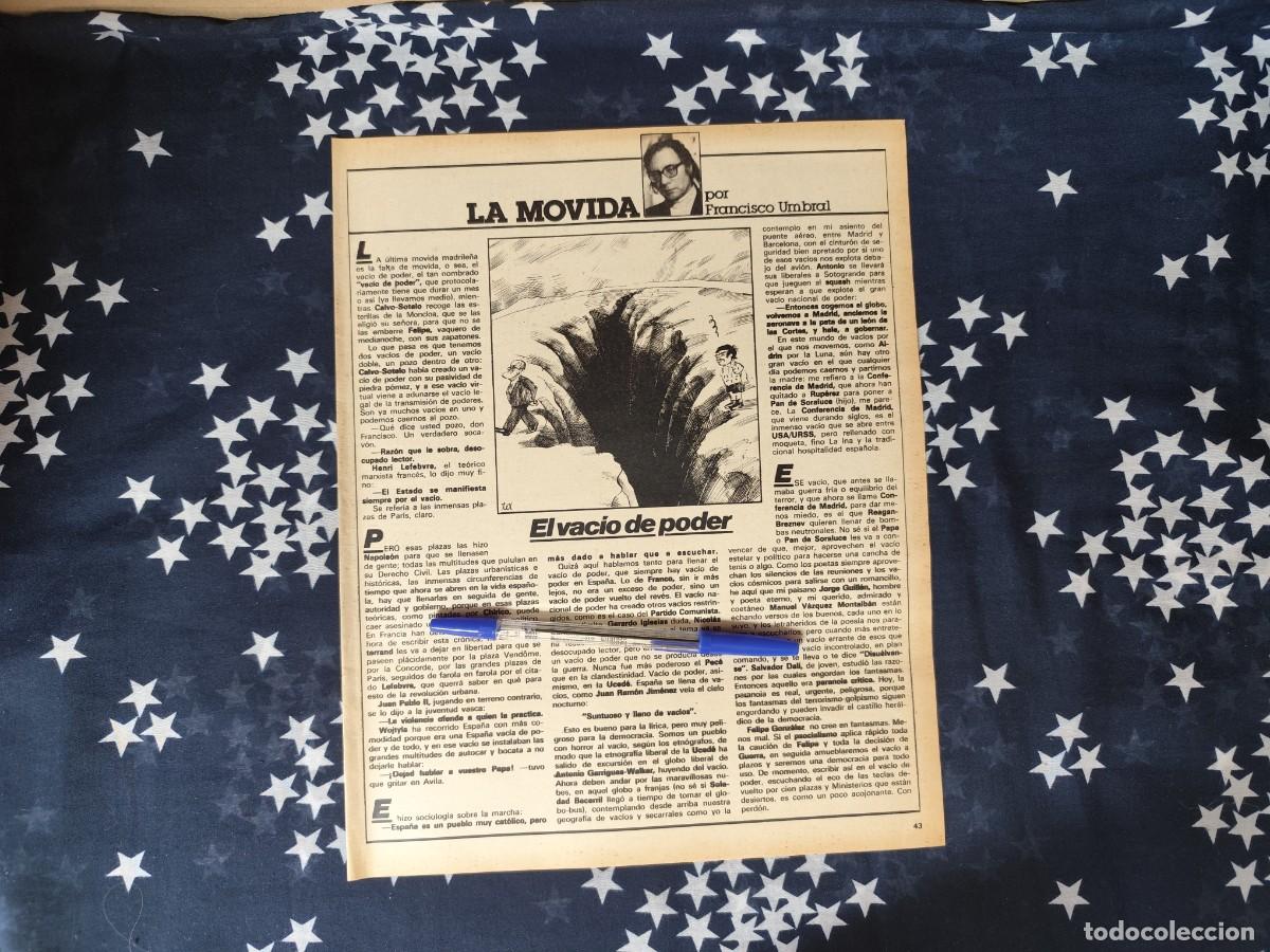Coleccionismo de revista Intervi&uacute;: La movida Francisco Umbral Recorte/Cliping Revista Interviu 340-1982