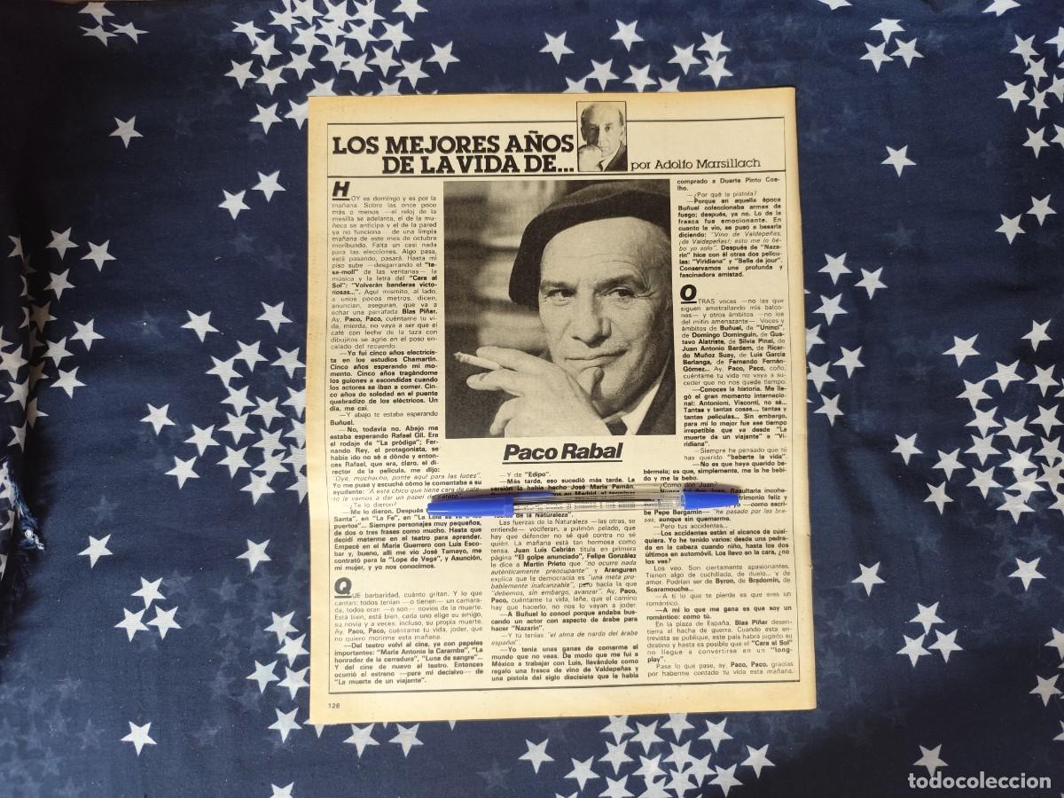 Coleccionismo de revista Intervi&uacute;: Los mejores a&ntilde;os de la vida de.. Paco Rabal Recorte/Cliping Revista Interviu 338-1982