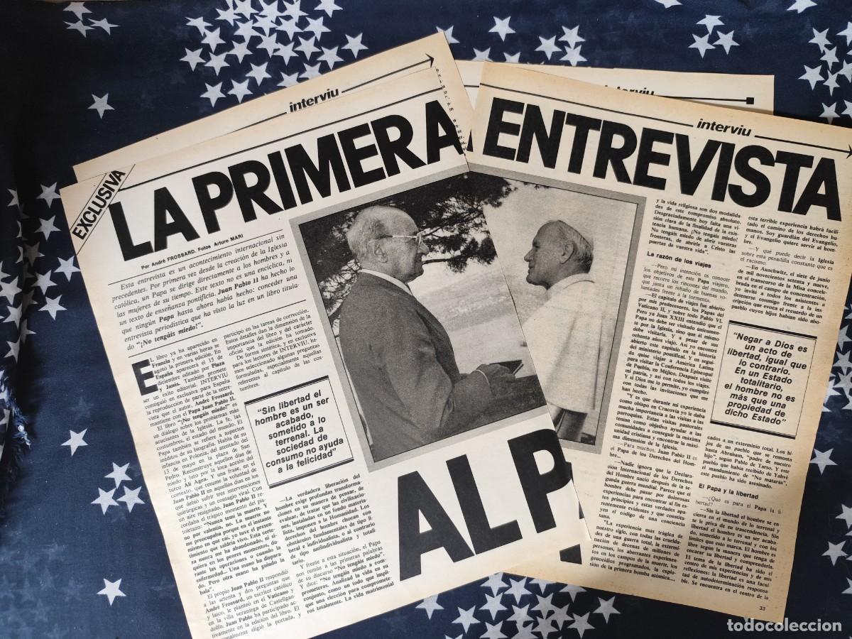 Coleccionismo de revista Intervi&uacute;: La primera entrevista al Papa Recorte/Cliping Revista Interviu 338-1982