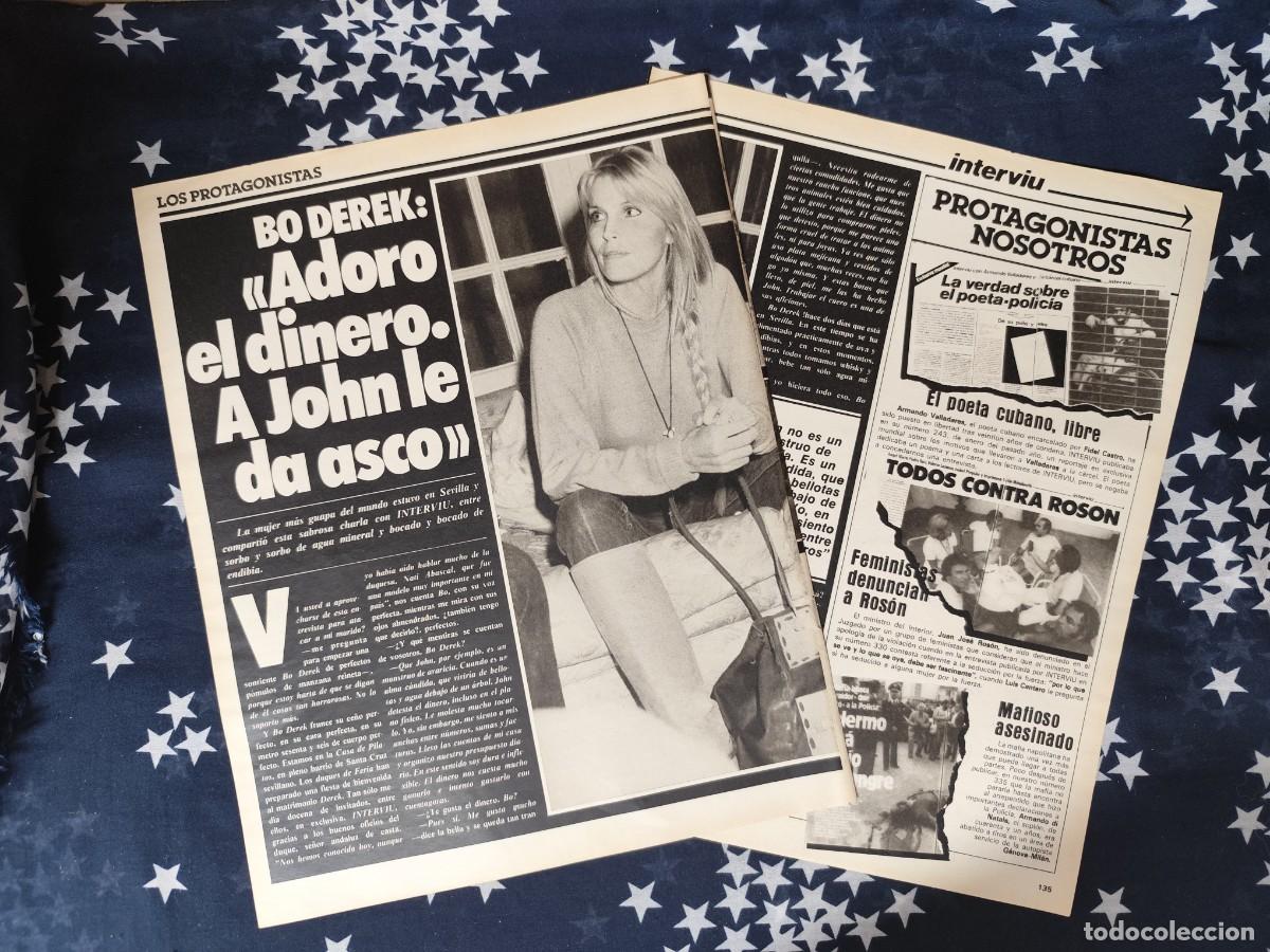 Coleccionismo de revista Intervi&uacute;: Bo Derek Adoro el dinero. A John le da asco Recorte/Cliping Revista Interviu 337-1982