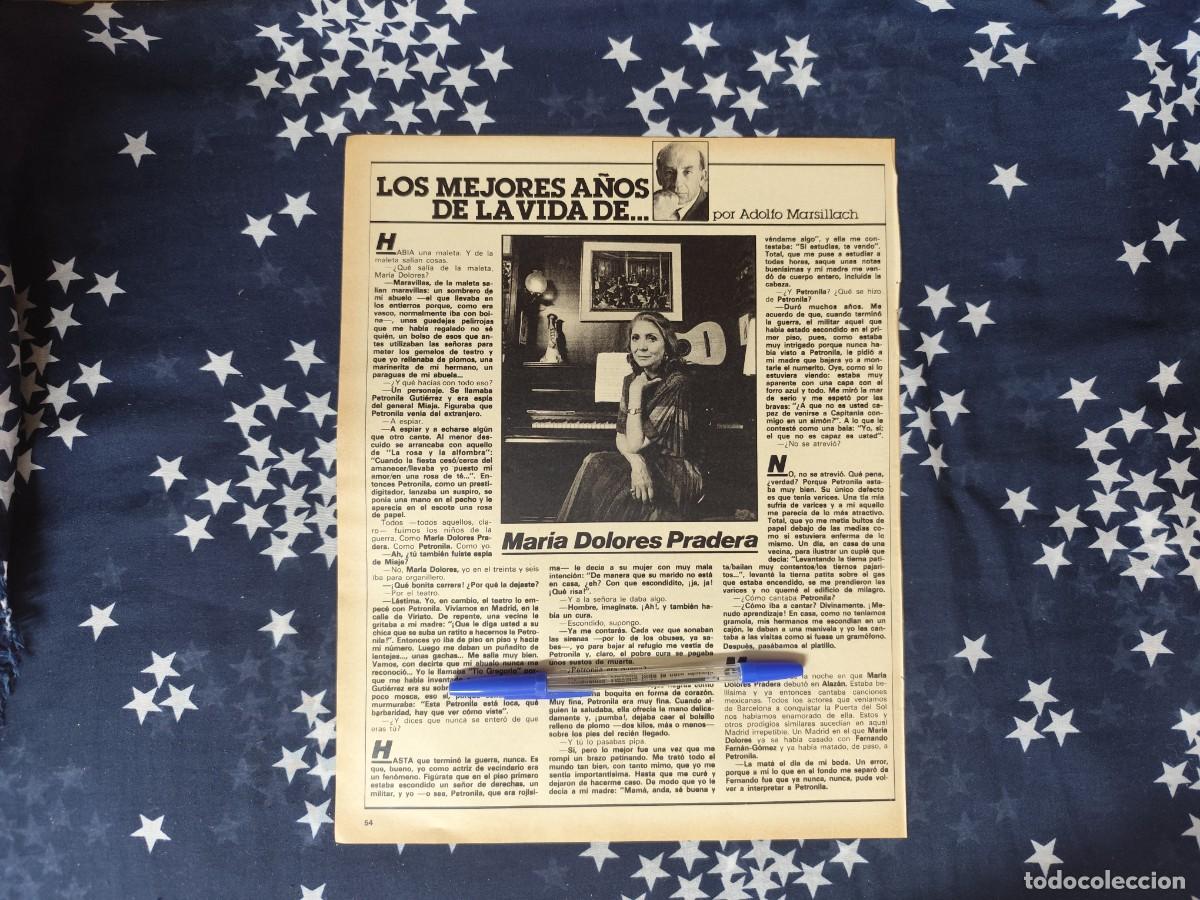 Coleccionismo de revista Intervi&uacute;: Los mejores a&ntilde;os de la vida de.. Mar&iacute;a Dolores Pradera Recorte/Cliping Revista Interviu 336-1982