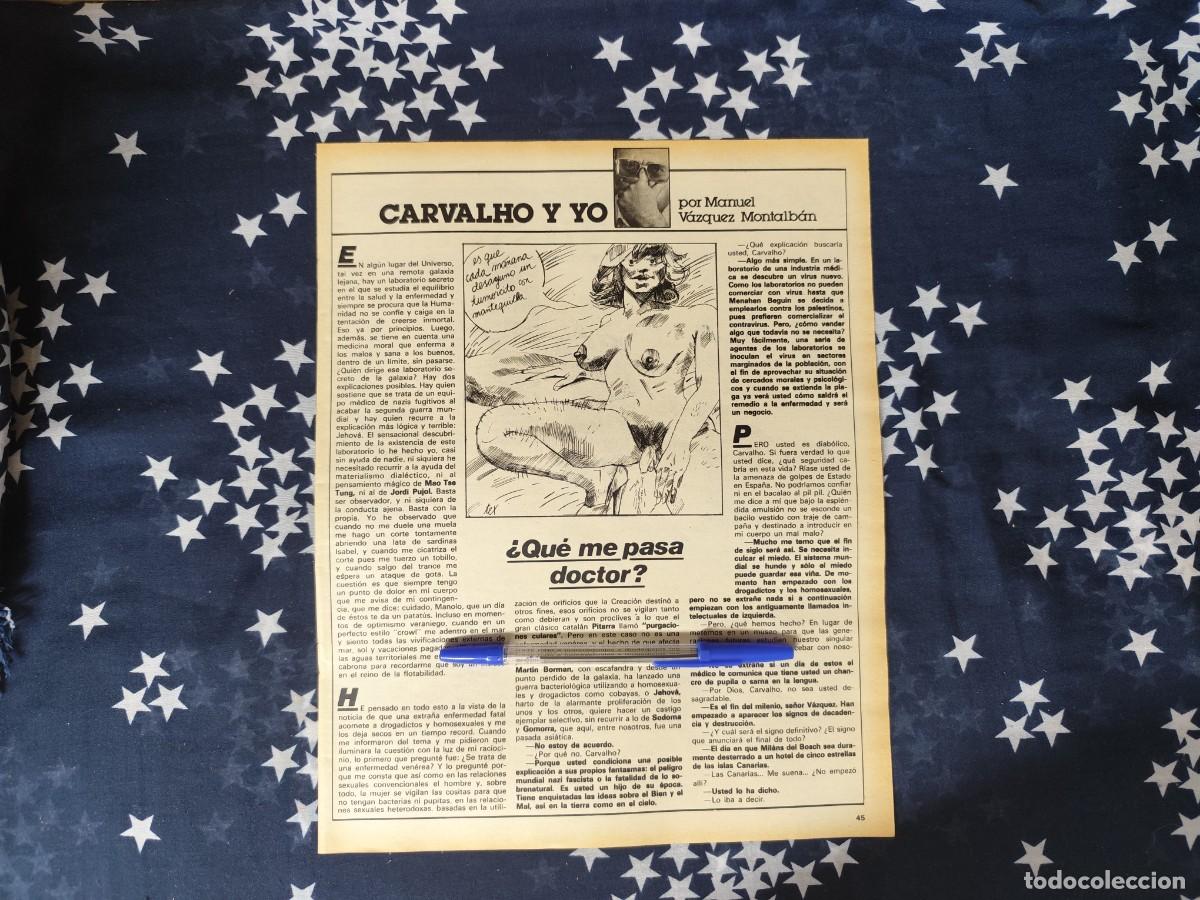Coleccionismo de revista Intervi&uacute;: Carvalho y yo V&aacute;zquez Montalb&aacute;n Recorte/Cliping Revista Interviu 335-1982