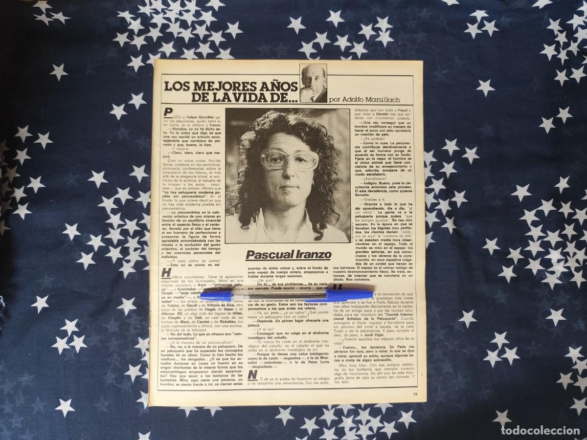 Coleccionismo de revista Intervi&uacute;: Los mejores a&ntilde;os de la vida de .. Pascual Iranzo Recorte/Cliping Revista Interviu 334-1982