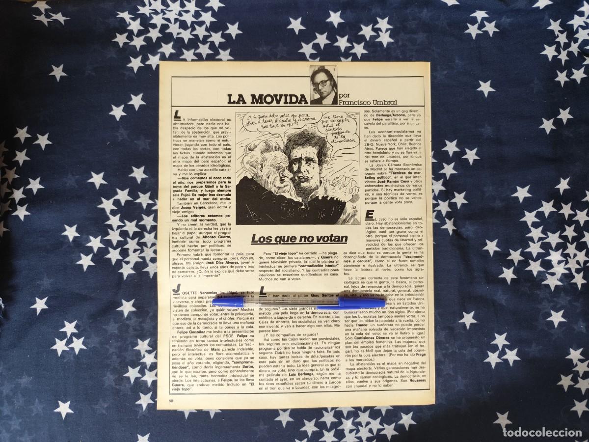 Coleccionismo de revista Intervi&uacute;: La movida Francisco Umbral Recorte/Cliping Revista Interviu 334-1982