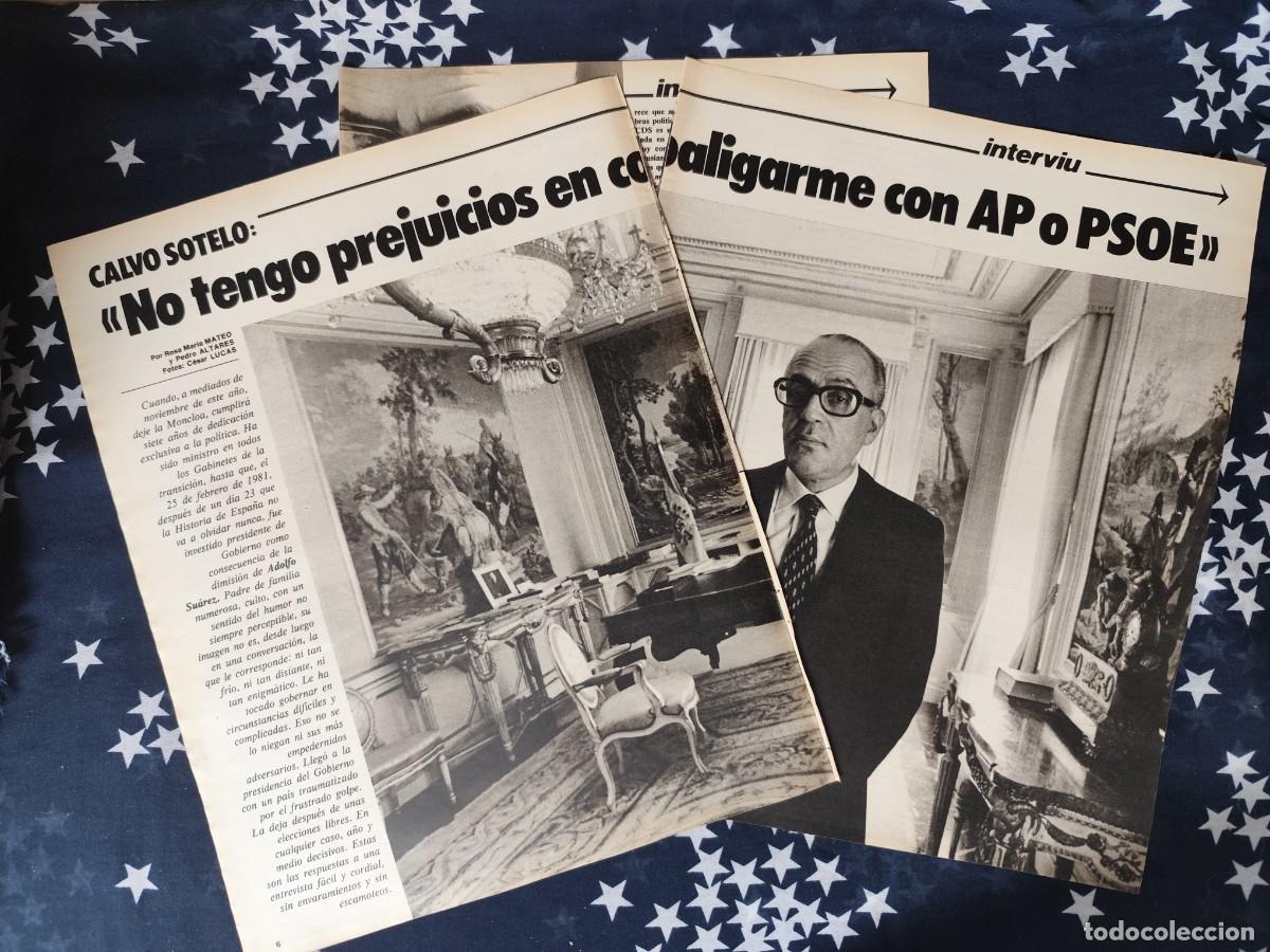 Coleccionismo de revista Intervi&uacute;: Calvo Sotelo No tengo prejuicios en coaligarme con AP o PSRecorte/Cliping Revista Interviu 334-1982