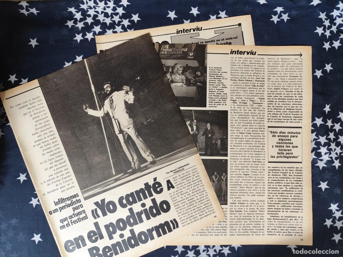 Coleccionismo de revista Intervi&uacute;: Yo cante en el podrido Benidorm Recorte / Clipping Revista Intervi&uacute; 333 - 1982