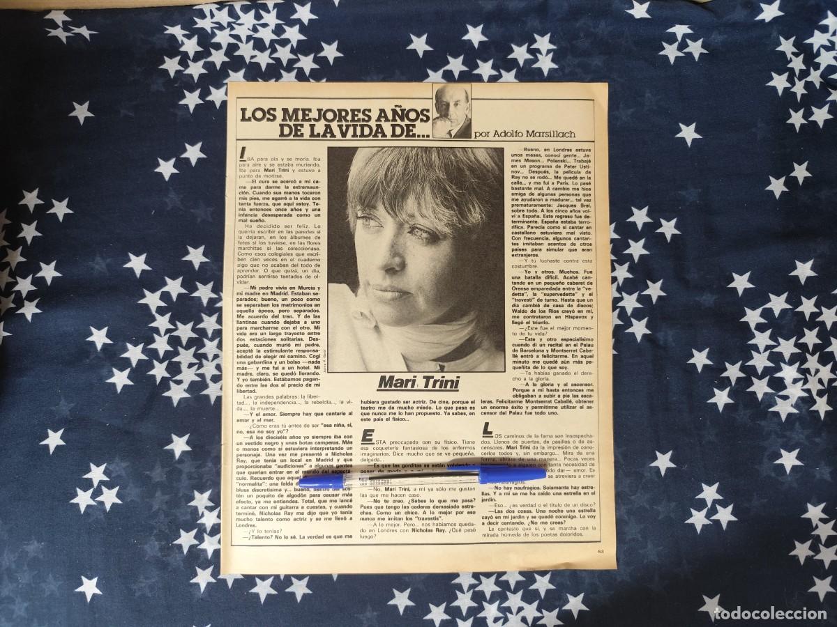 Coleccionismo de revista Intervi&uacute;: Los mejores a&ntilde;os de la vida de.. Mari Trini Recorte / Clipping Revista Intervi&uacute; 332 - 1982