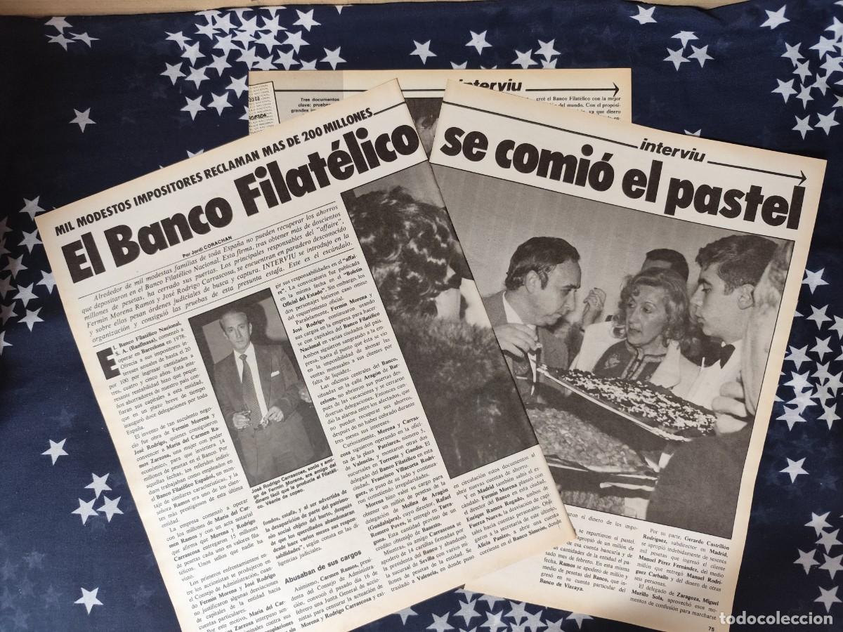 Coleccionismo de revista Intervi&uacute;: El Banco Filat&eacute;lico se comi&oacute; el pastel Recorte / Clipping Revista Intervi&uacute; 330 - 1982