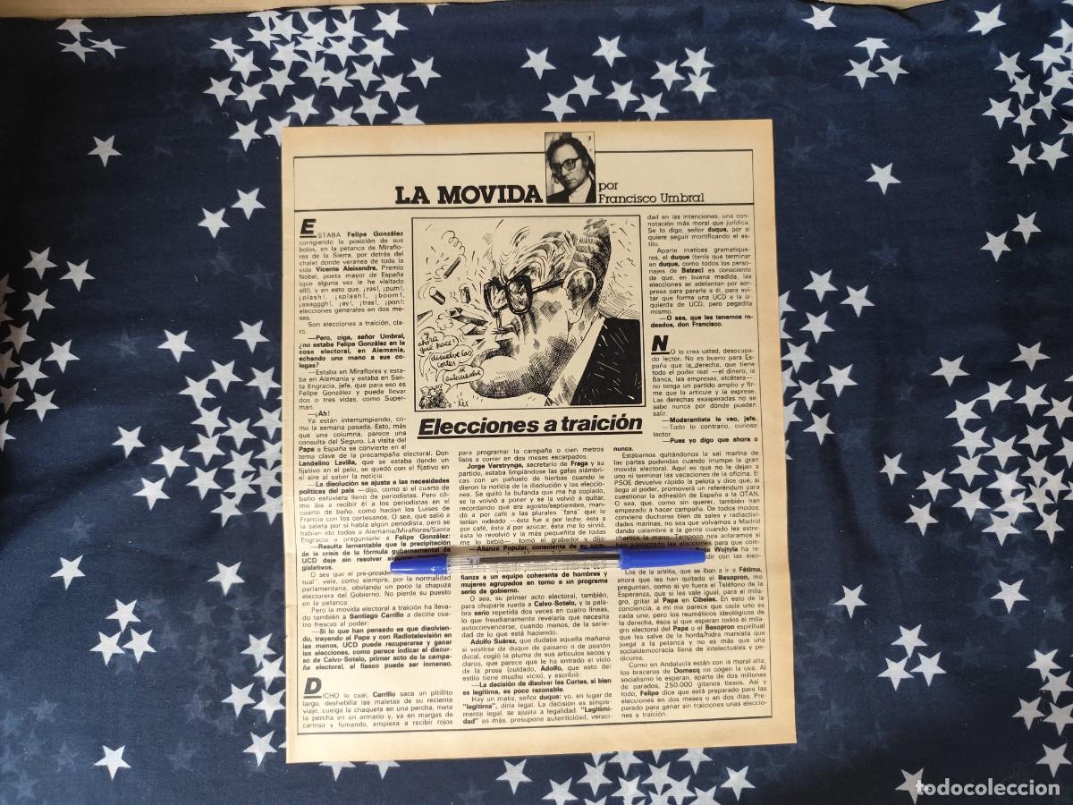 Coleccionismo de revista Intervi&uacute;: La movida Francisco Umbral Recorte / Clipping Revista Intervi&uacute; 330 - 1982