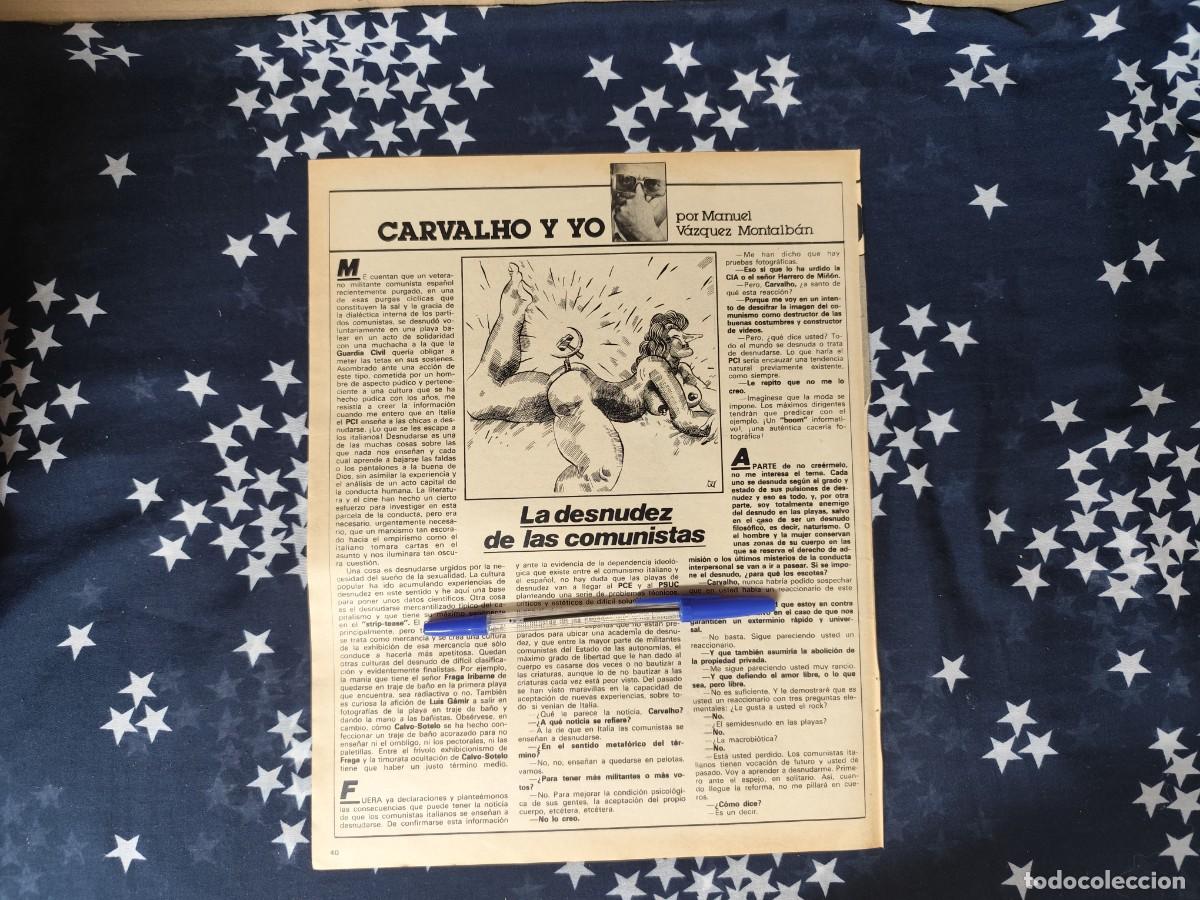 Coleccionismo de revista Intervi&uacute;: Carvalho y yo V&aacute;zquez Montalb&aacute;n Recorte / Clipping Revista Intervi&uacute; 330 - 1982