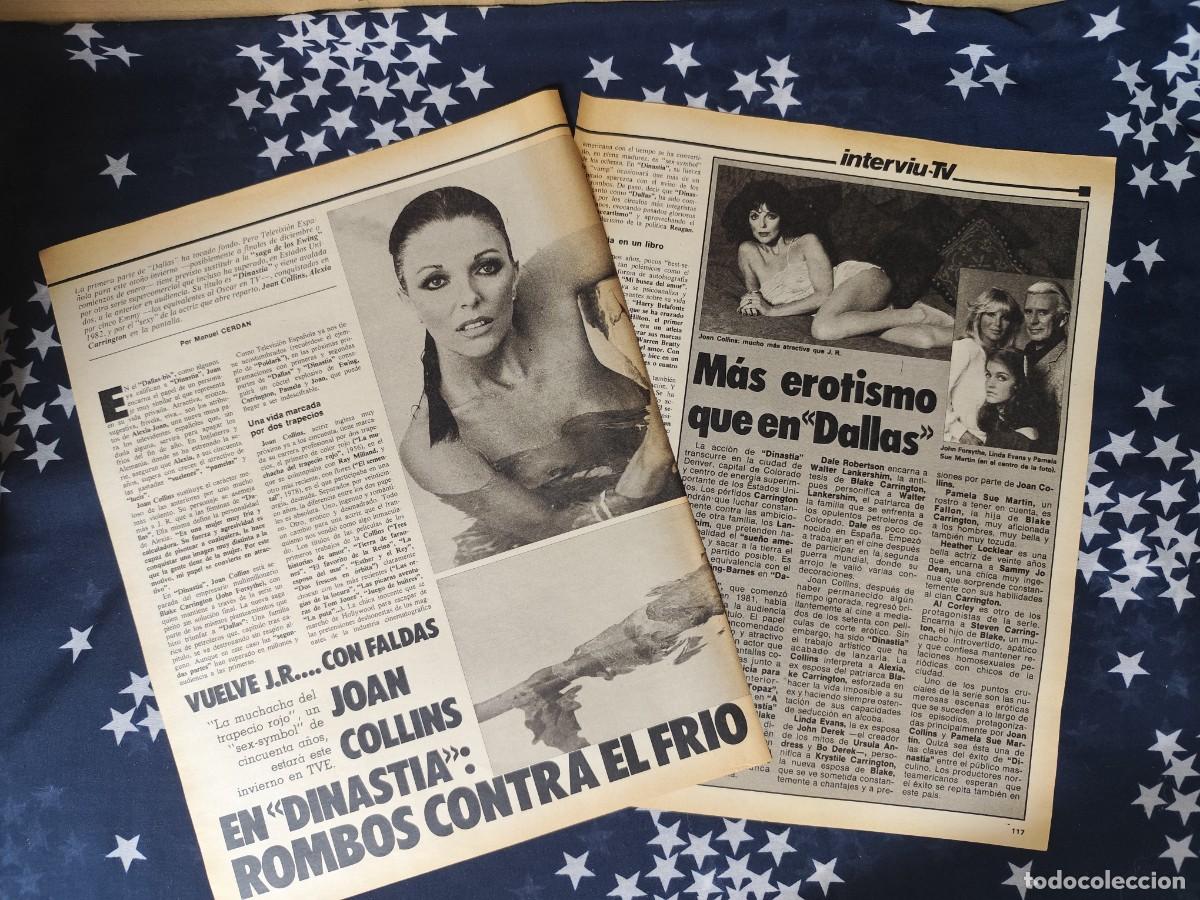 Coleccionismo de revista Intervi&uacute;: Joan Collins en Dinast&iacute;a rombos contra el fr&iacute;o Recorte / Clipping Revista Intervi&uacute; 329 - 1982