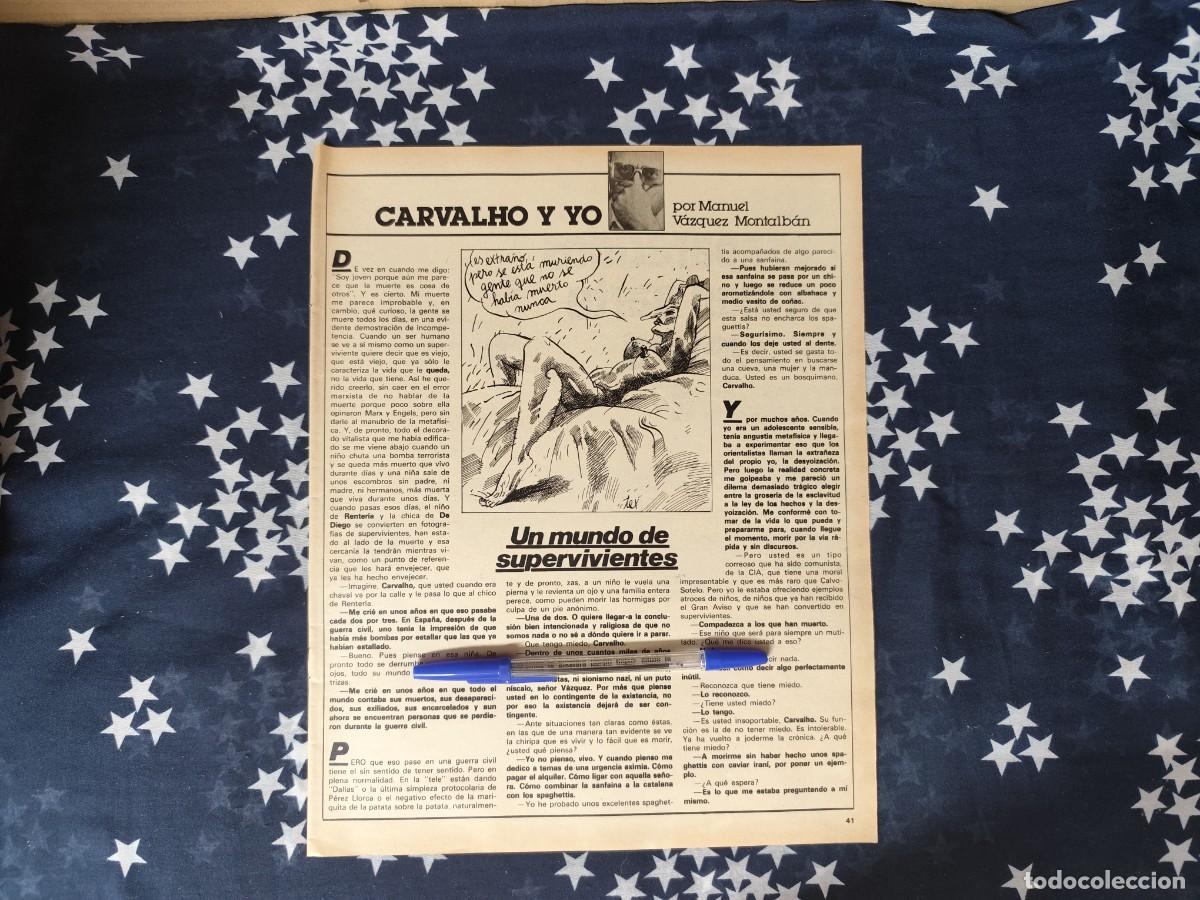 Coleccionismo de revista Intervi&uacute;: Carvalho y yo V&aacute;zquez Montalb&aacute;n Recorte / Clipping Revista Intervi&uacute; 329 - 1982