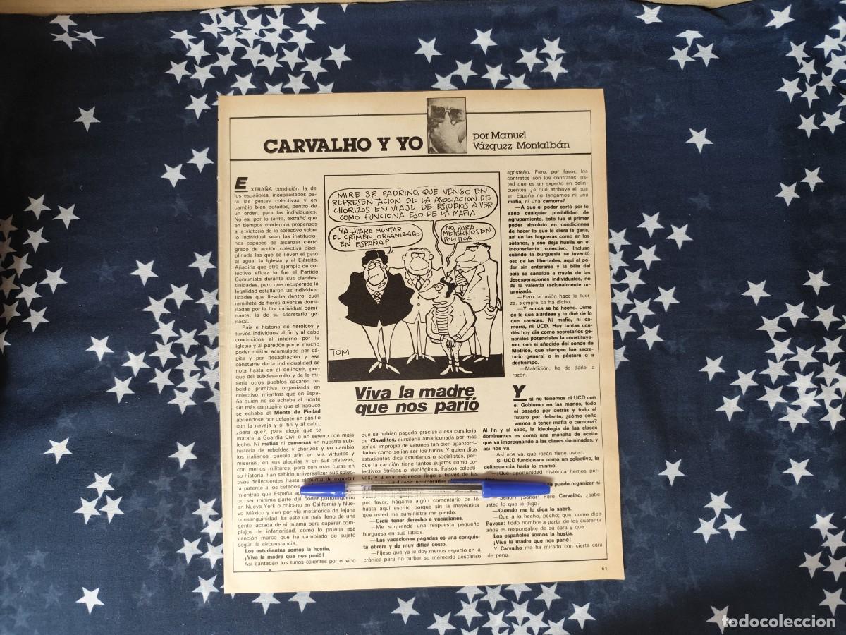Coleccionismo de revista Intervi&uacute;: Carvalho y yo V&aacute;zquez Montalb&aacute;n Recorte / Clipping Revista Intervi&uacute; 326 - 1982