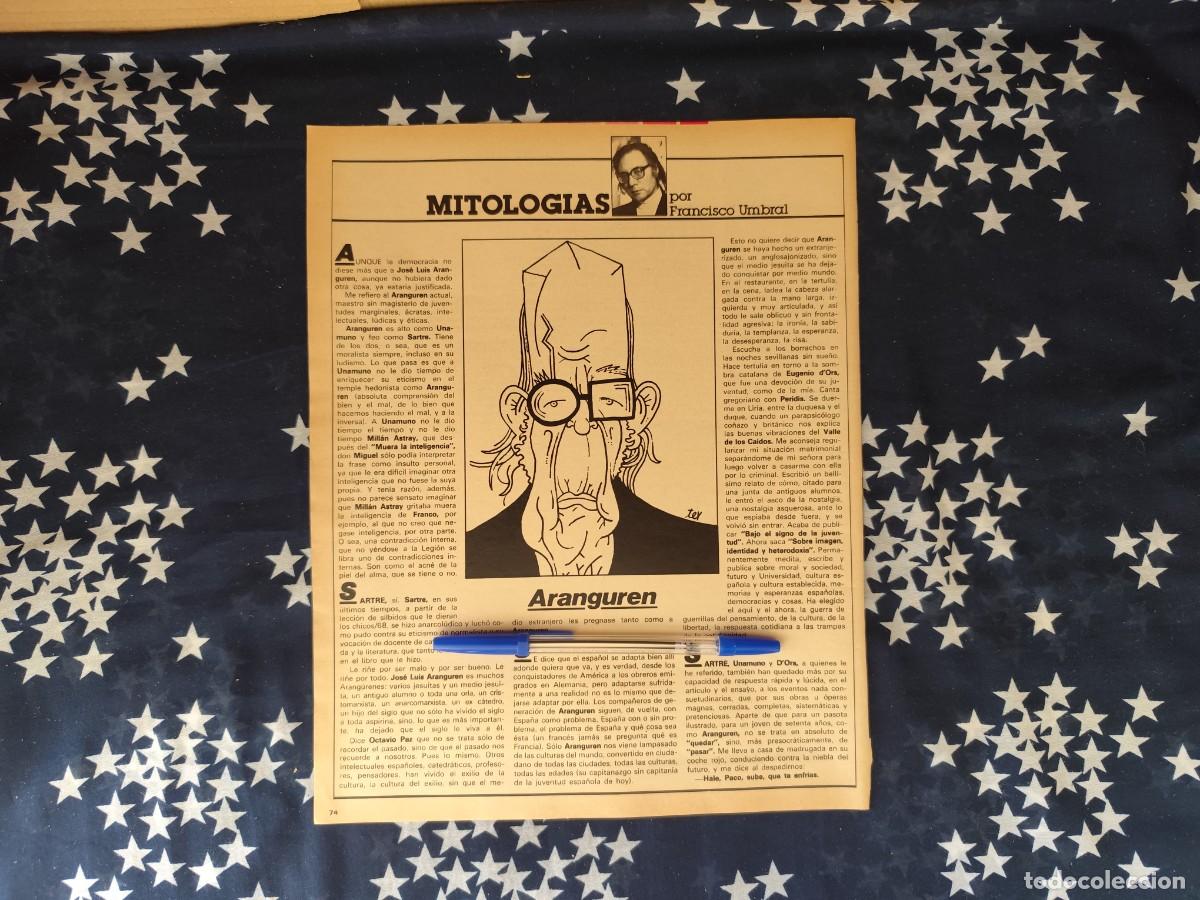 Coleccionismo de revista Intervi&uacute;: Mitologias Francisco Umbral Recorte/Cliping Revista Interviu 306 - 1982
