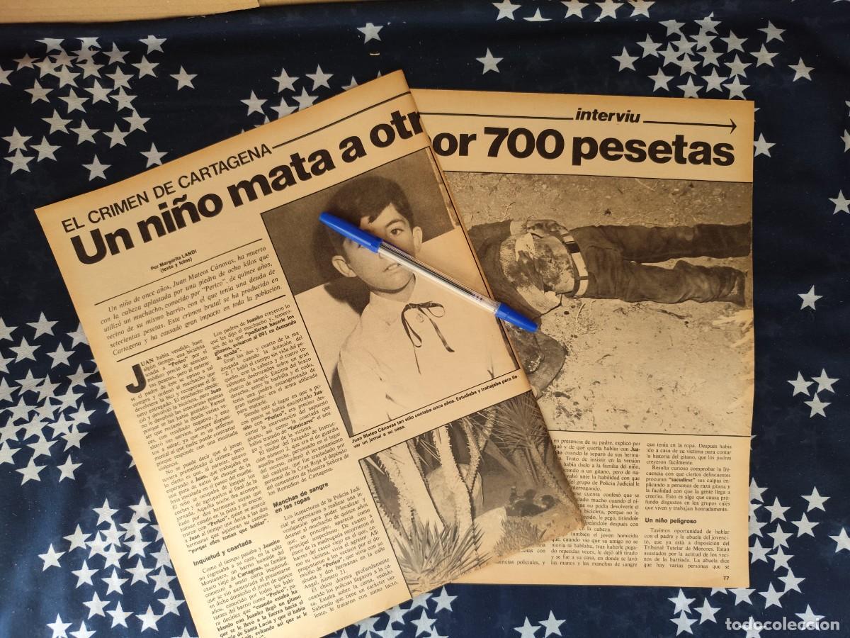 Coleccionismo de revista Intervi&uacute;: El crimen de Cartagena un ni&ntilde;o mata a otro por 700 petas Recorte/Cliping Revista Interviu 307 - 1982