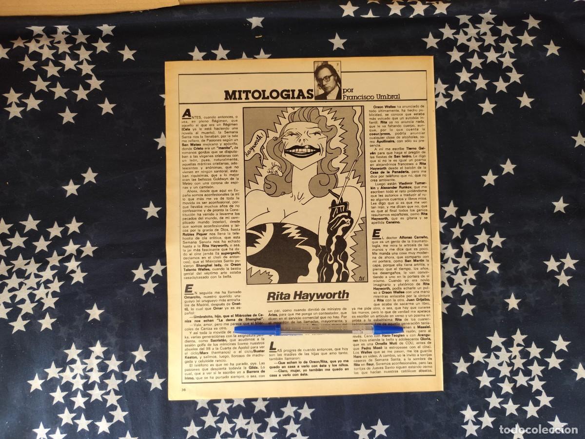 Coleccionismo de revista Intervi&uacute;: Mitolog&iacute;as Francisco Umbral Recorte/Cliping Revista Interviu 309 - 1982