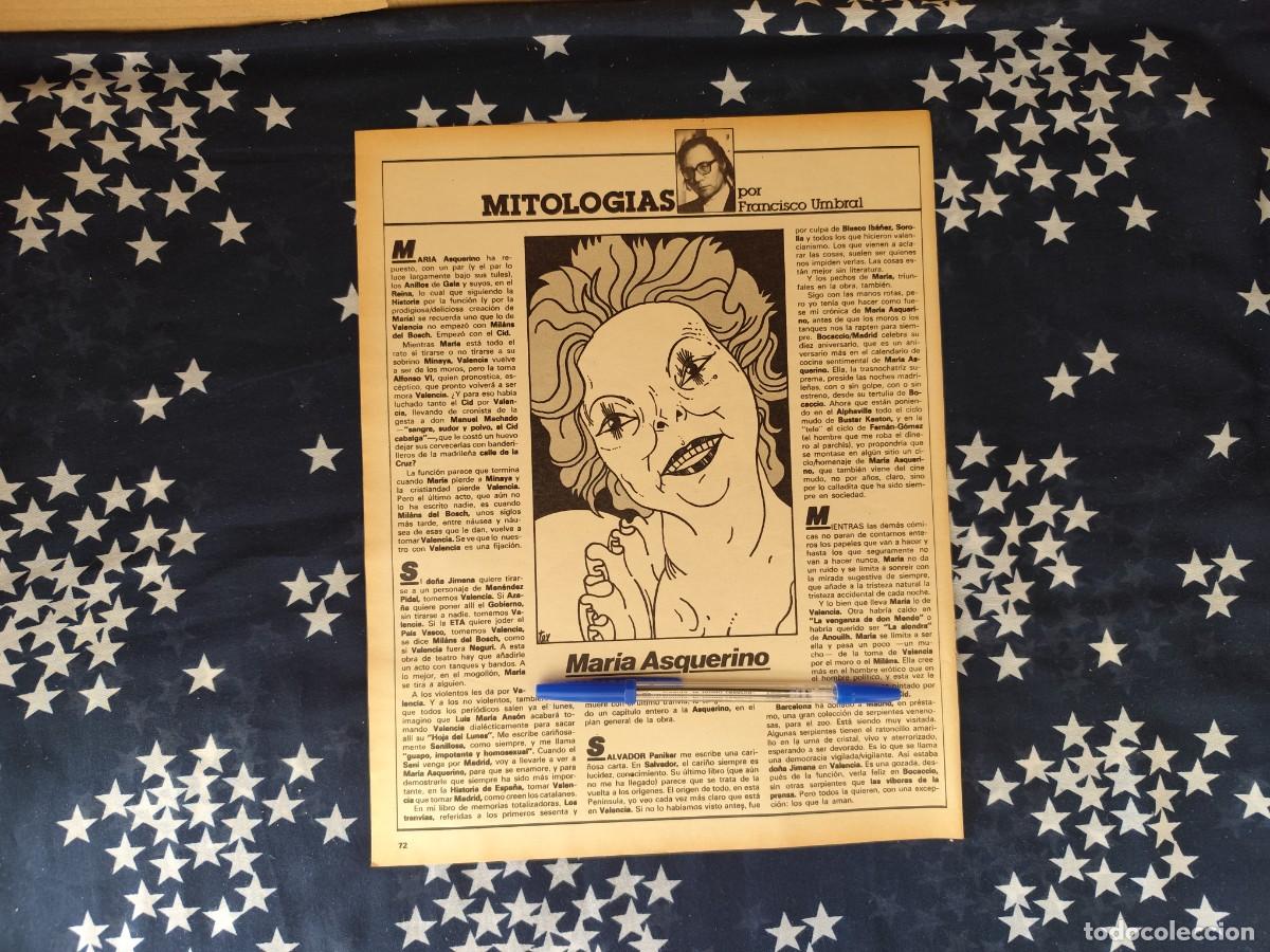 Coleccionismo de revista Intervi&uacute;: Mitolog&iacute;as Francisco Umbral Recorte/Cliping Revista Interviu 311 - 1982