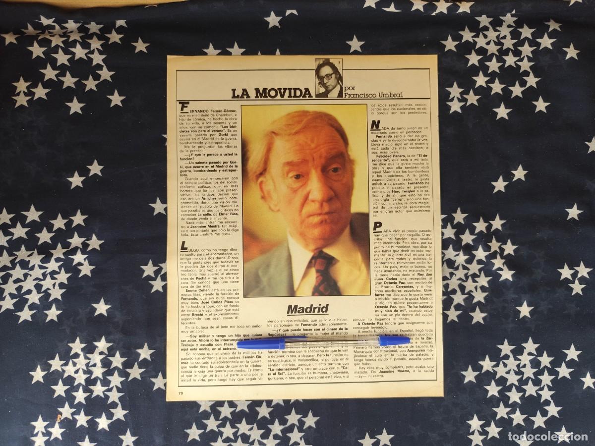Coleccionismo de revista Intervi&uacute;: La movida Francisco Umbral Recorte/Cliping Revista Interviu 312- 1982
