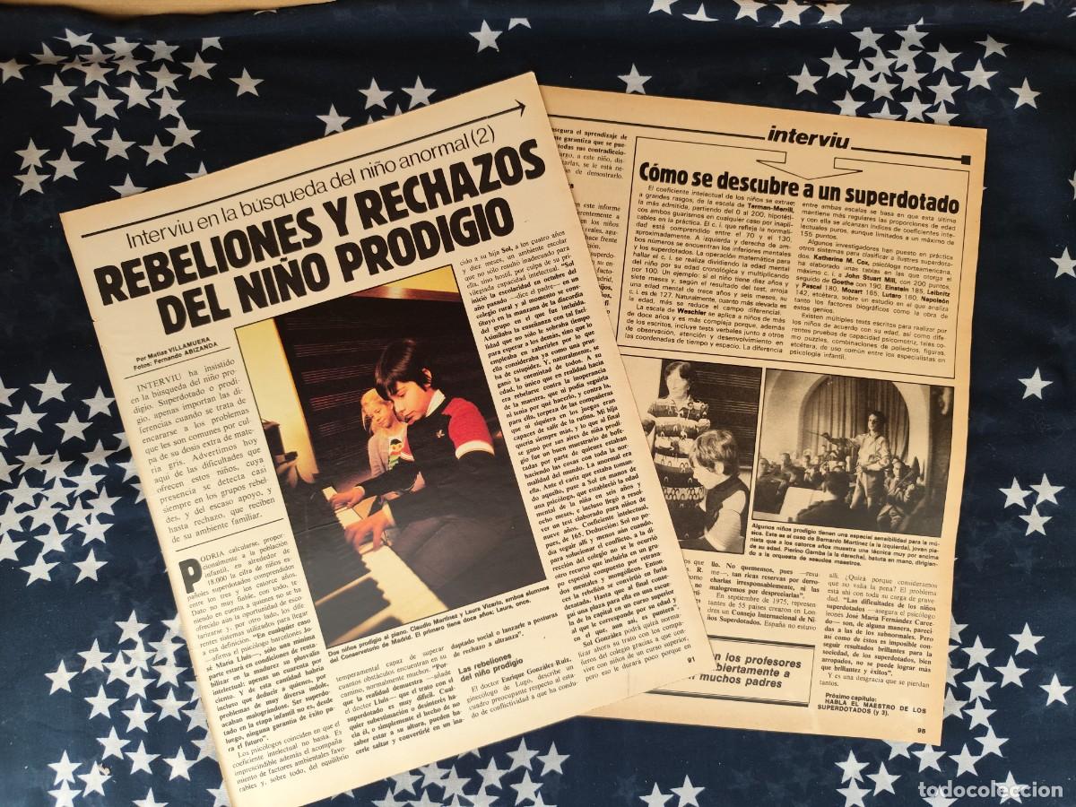 Coleccionismo de revista Intervi&uacute;: Rebeliones y rechazos del ni&ntilde;o prodigio Recorte/Cliping Revista Interviu 313- 1982