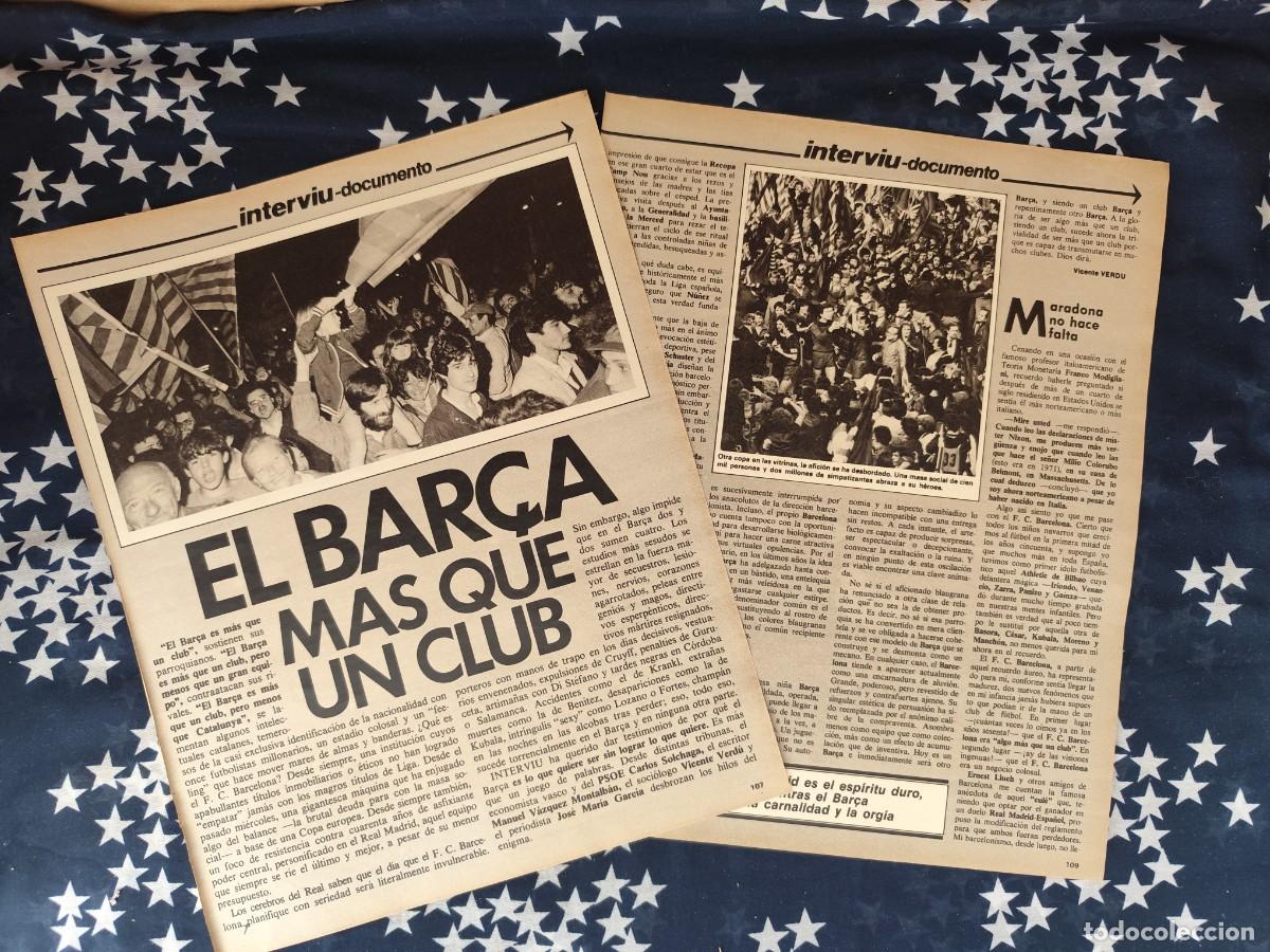 Coleccionismo de revista Intervi&uacute;: El Bar&ccedil;a m&aacute;s que un club Recorte/Cliping Revista Interviu 314-1982