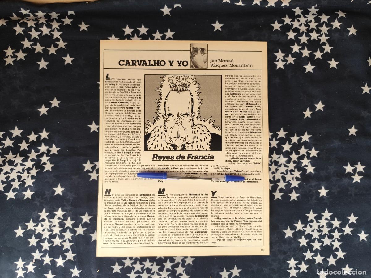 Coleccionismo de revista Intervi&uacute;: Carvalho y yo V&aacute;zquez Montalb&aacute;n Recorte/Cliping Revista Interviu 314-1982