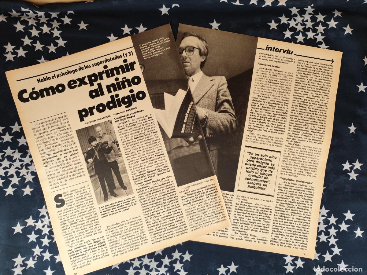 Coleccionismo de revista Intervi&uacute;: Como exprimir al ni&ntilde;o prodigio Recorte/Cliping Revista Interviu 314-1982