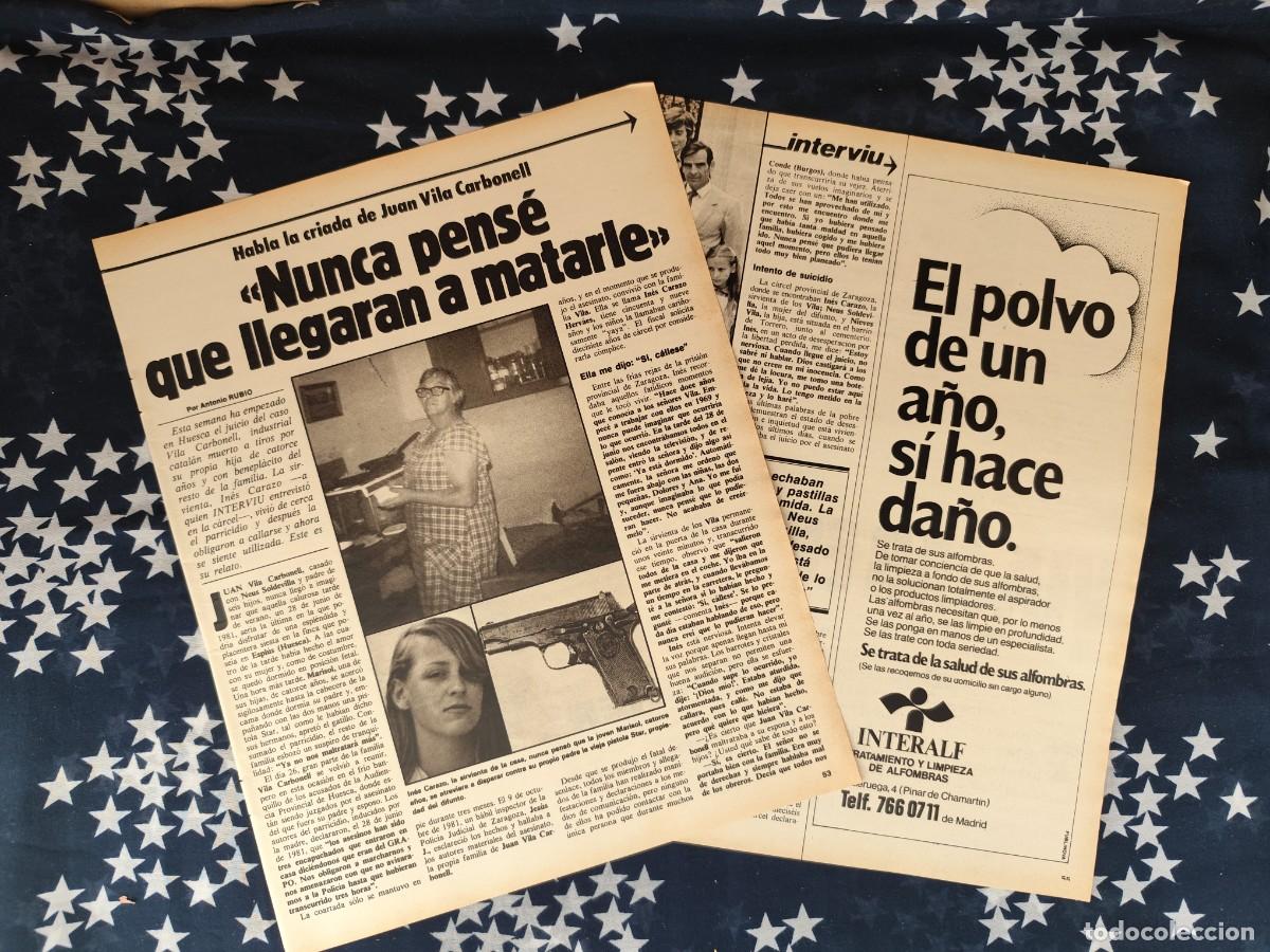 Coleccionismo de revista Intervi&uacute;: Nunca pens&eacute; que llegaran a matarle Dulce NeusRecorte/Cliping Revista Interviu 315-1982