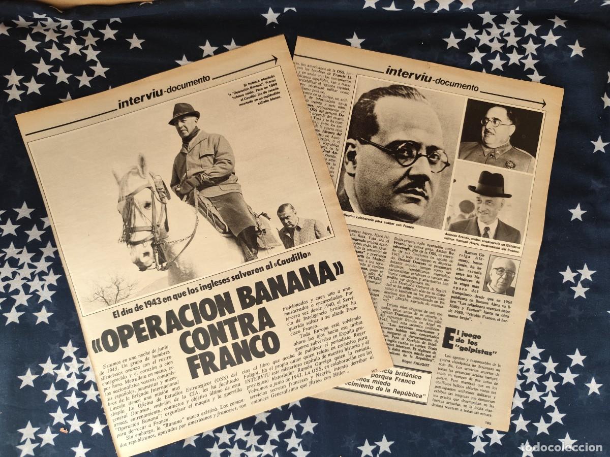 Coleccionismo de revista Intervi&uacute;: Operaci&oacute;n Banana contra Franco Recorte/Cliping Revista Interviu 316-1982