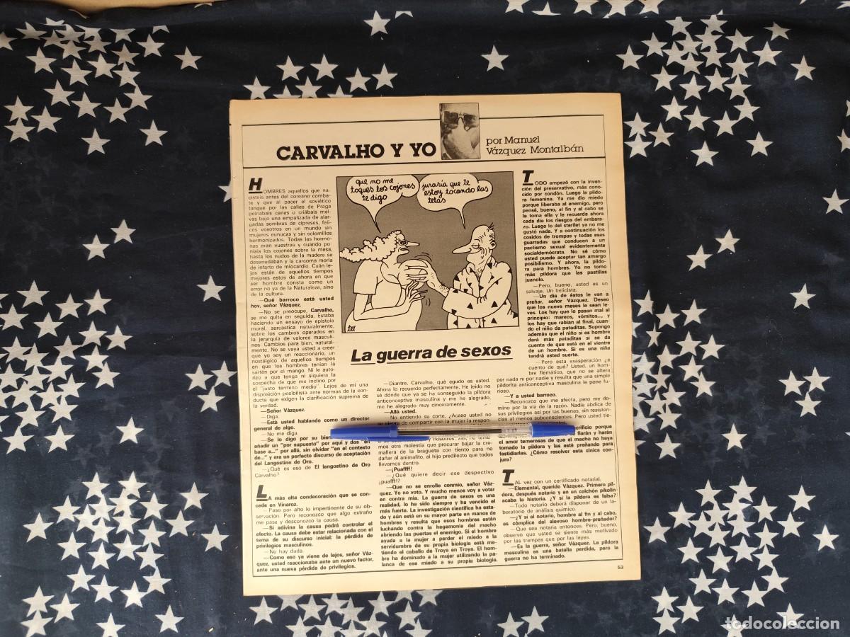Coleccionismo de revista Intervi&uacute;: Carvalho y yo V&aacute;zquez Montalb&aacute;n Recorte/Cliping Revista Interviu 316-1982