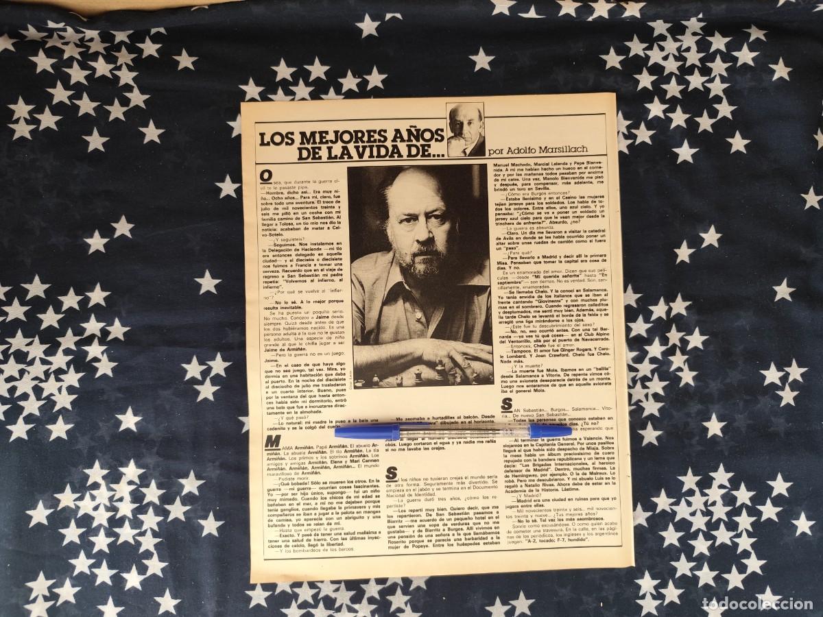 Coleccionismo de revista Intervi&uacute;: Los mejores a&ntilde;os de la vida.... Adolfo Marsillach Recorte/Cliping Revista Interviu 317-1982