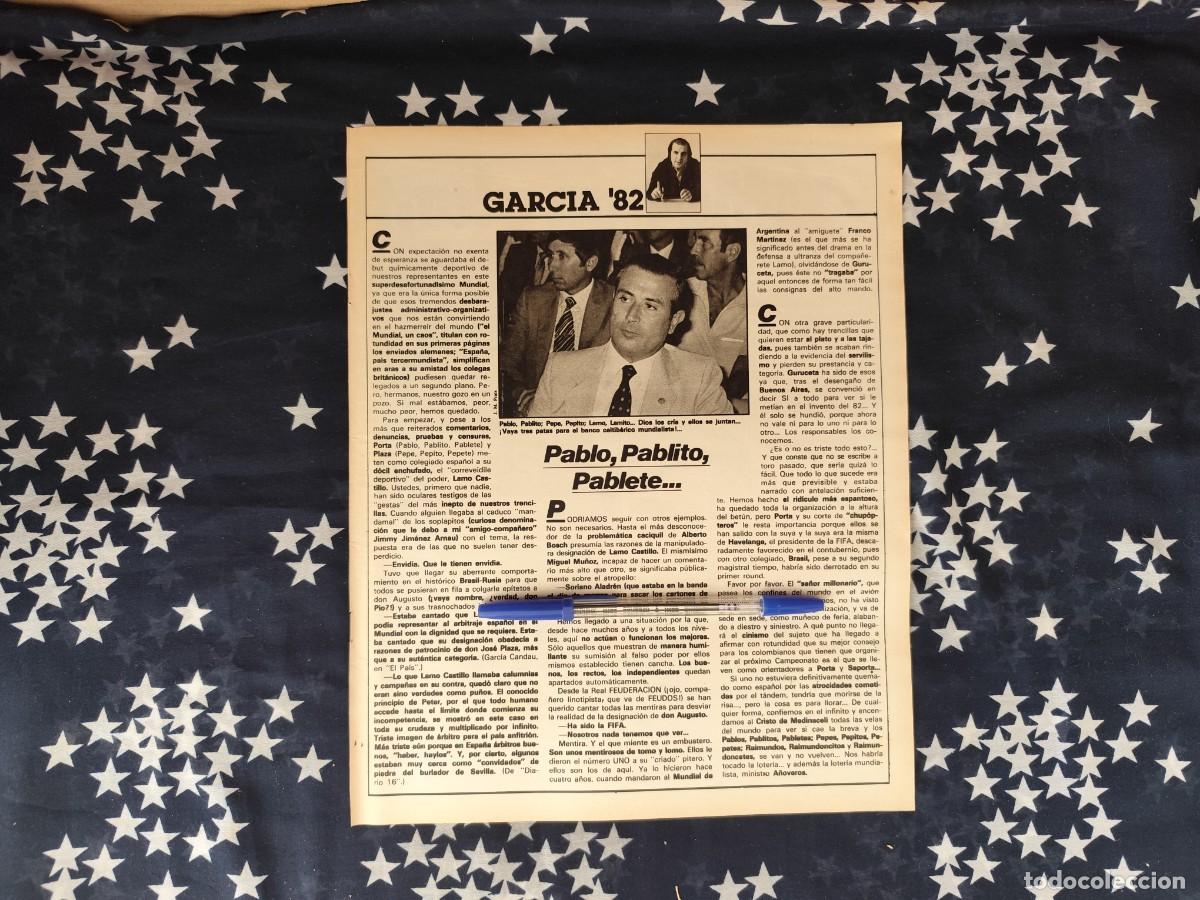 Coleccionismo de revista Intervi&uacute;: Garc&iacute;a '82 Recorte/Cliping Revista Interviu 319-1982