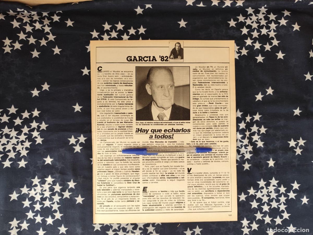 Coleccionismo de revista Intervi&uacute;: Garc&iacute;a '82 Recorte/Cliping Revista Interviu 321-1982