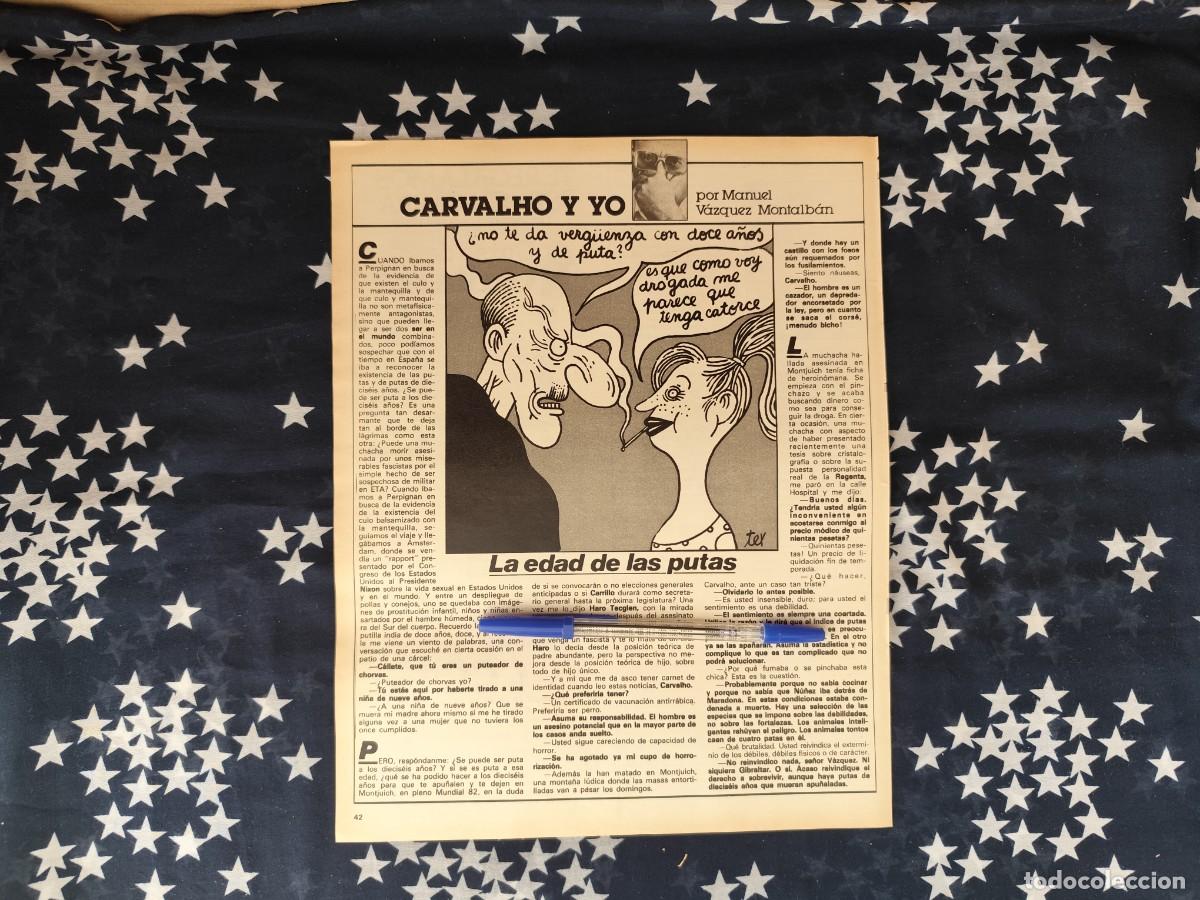 Coleccionismo de revista Intervi&uacute;: Carvalho y yo V&aacute;zquez Montalb&aacute;n Recorte/Cliping Revista Interviu 321-1982