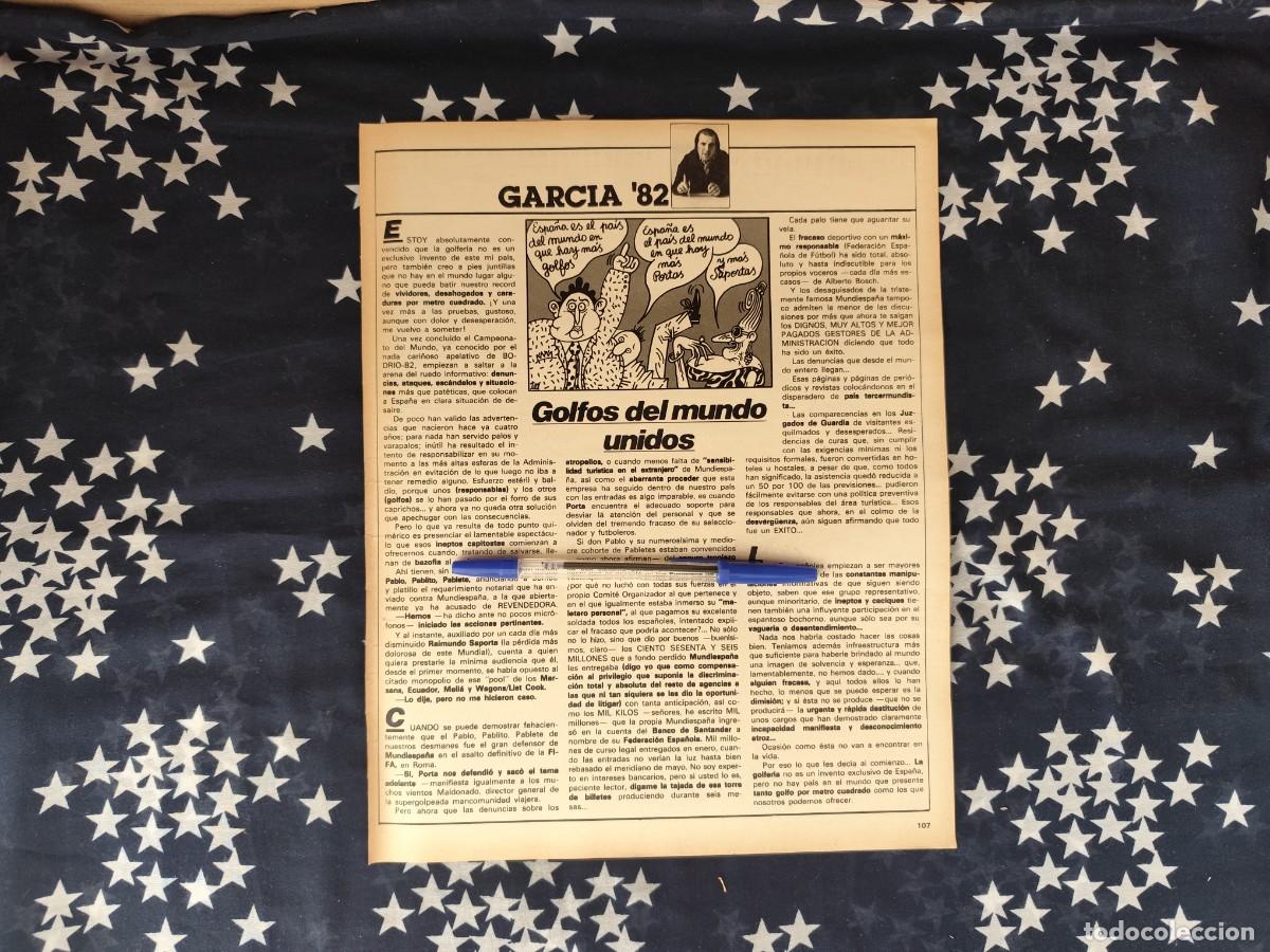 Coleccionismo de revista Intervi&uacute;: Garc&iacute;a '82 Recorte/Cliping Revista Interviu 323-1982