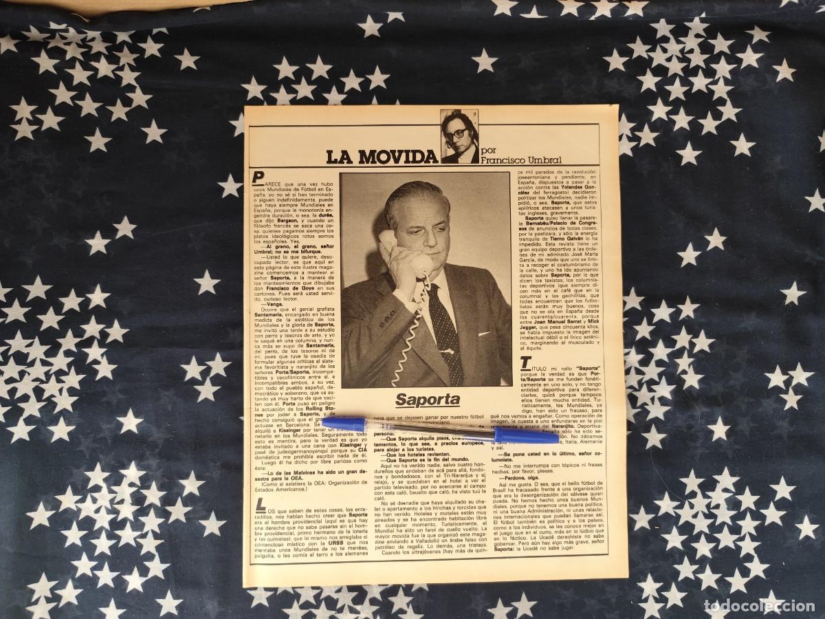 Coleccionismo de revista Intervi&uacute;: La movida Francisco Umbral Recorte/Cliping Revista Interviu 323-1982