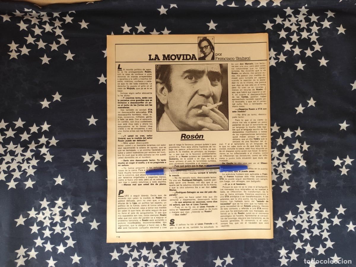 Coleccionismo de revista Intervi&uacute;: La movida Francisco Umbral Recorte/Cliping Revista Interviu 327-1982