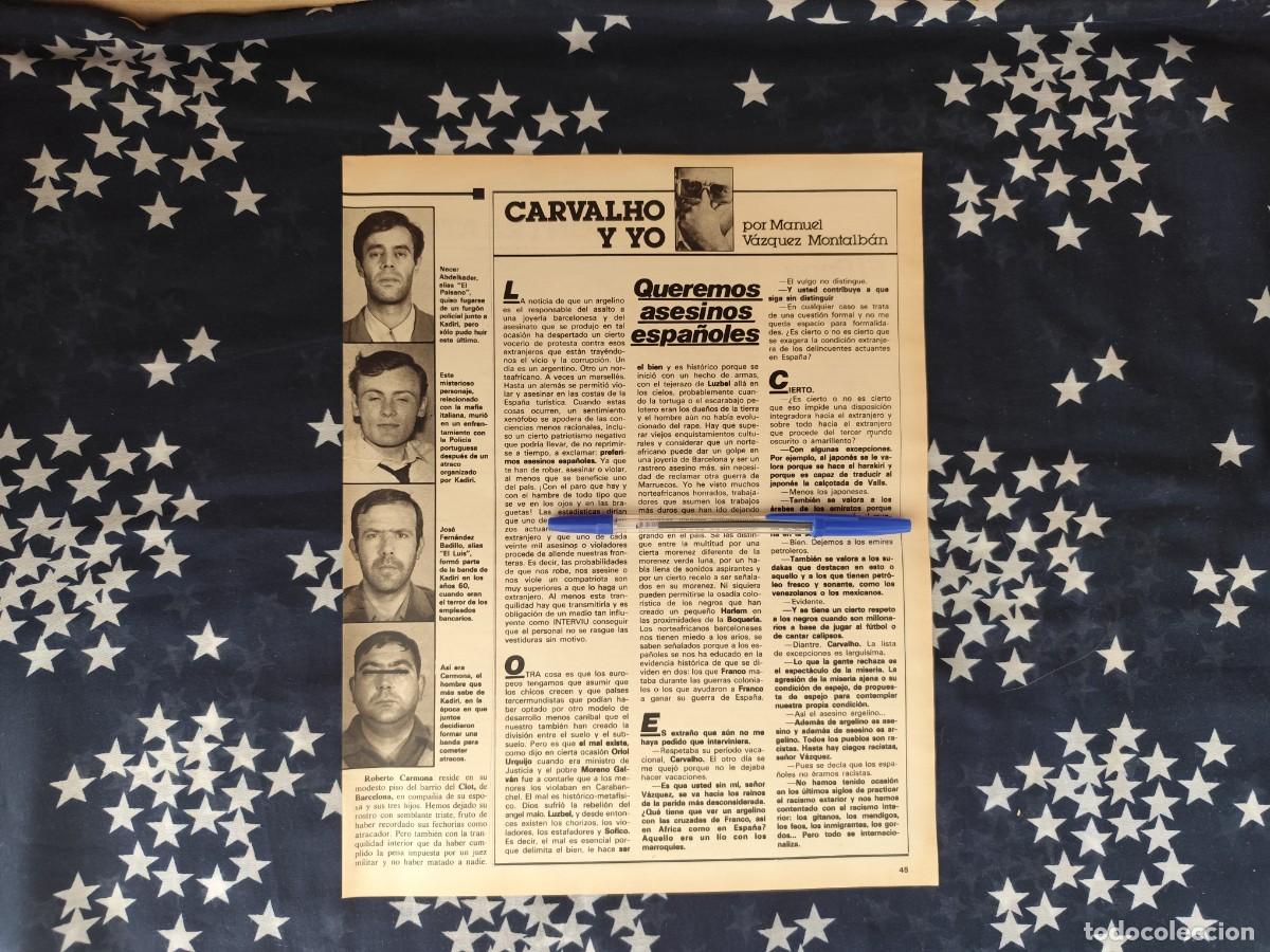 Coleccionismo de revista Intervi&uacute;: Carvalho y yo V&aacute;zquez Montalb&aacute;n Recorte/Cliping Revista Interviu 327-1982