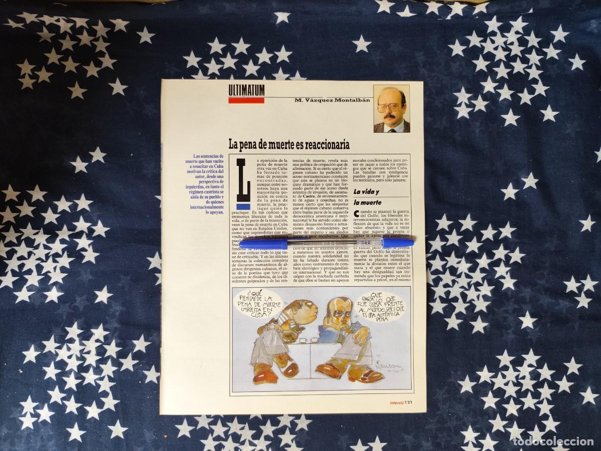 Coleccionismo de revista Intervi&uacute;: Ultim&aacute;tum V&aacute;zquez Montalb&aacute;n Recorte/Cliping Revista Interviu 822-1992