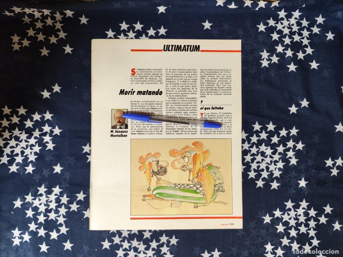 Coleccionismo de revista Intervi&uacute;: Ultim&aacute;tum V&aacute;zquez Montalb&aacute;n Recorte/Cliping Revista Interviu 718-1990
