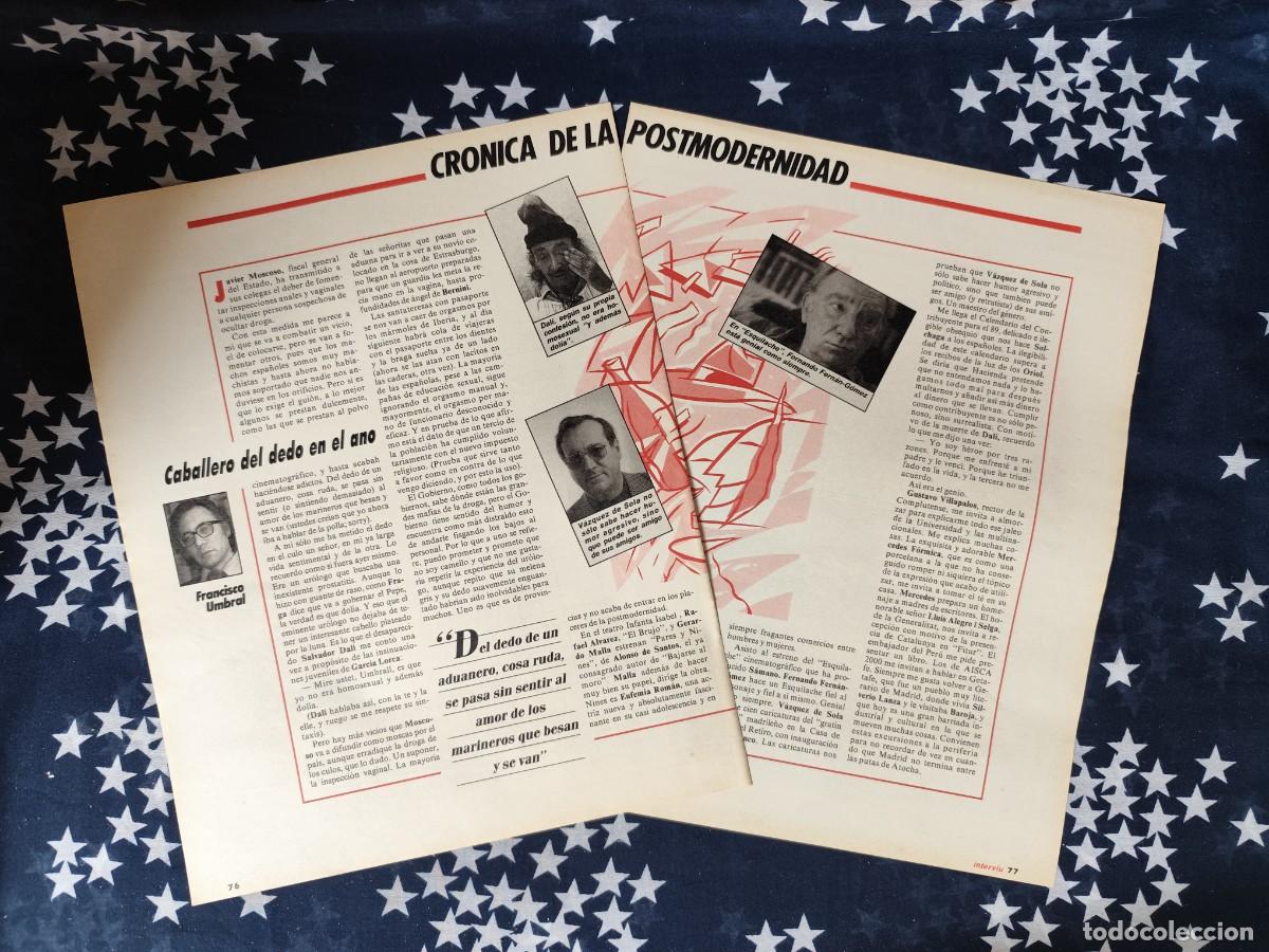 Coleccionismo de revista Intervi&uacute;: Cr&oacute;nica de la postmodernidad Francisco Umbral Recorte/Cliping Revista Interviu 665 1989