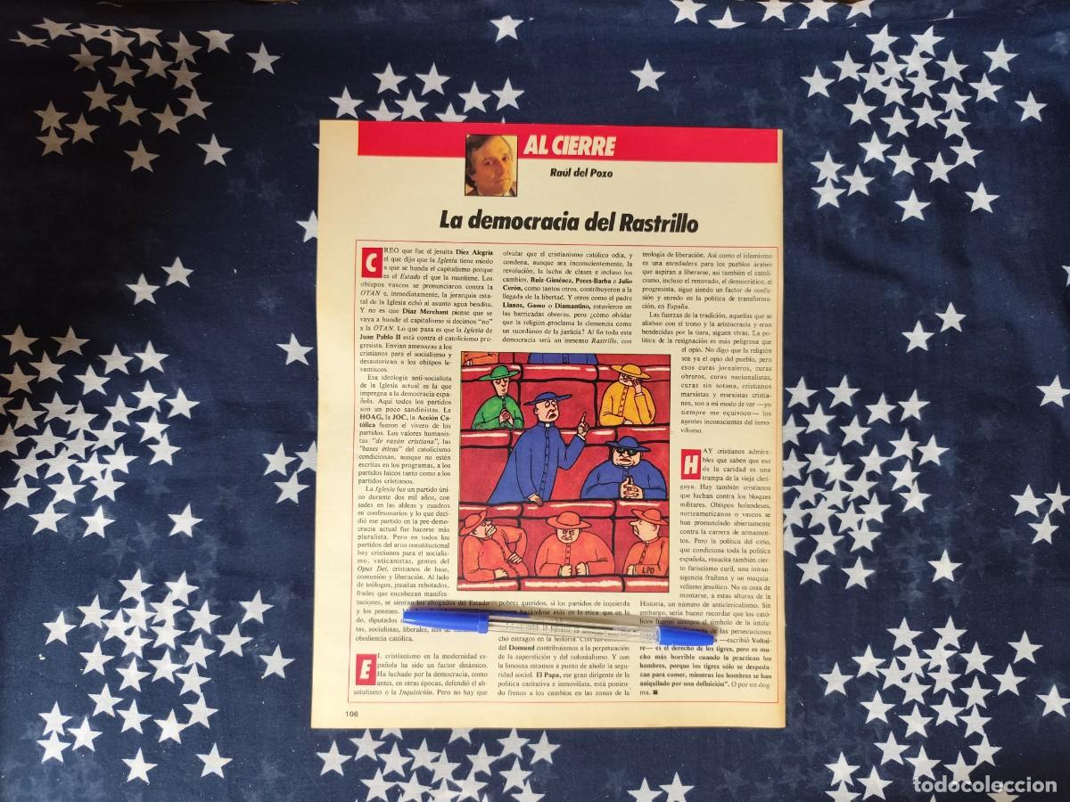 Coleccionismo de revista Intervi&uacute;: Al cierre Ra&uacute;l del Pozo Recorte/Cliping Revista Interviu 505 1986