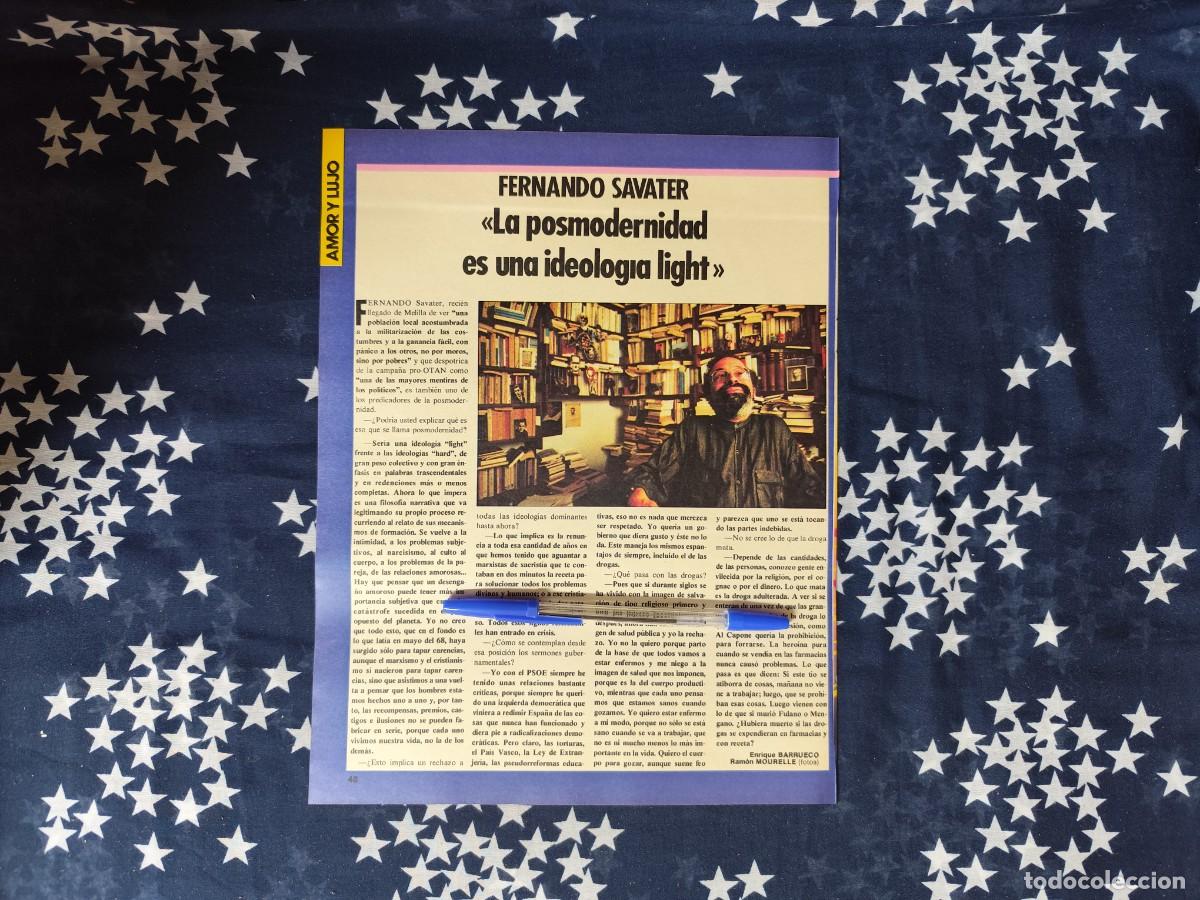 Coleccionismo de revista Intervi&uacute;: Fernando Savater La posmodernidad es una ideolog&iacute;a light Recorte/Cliping Revista Interviu 503 1985