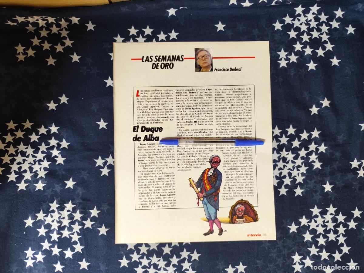 Coleccionismo de revista Intervi&uacute;: Las semanas de oro Francisco Umbral Recorte/Cliping Revista Interviu 555 1987