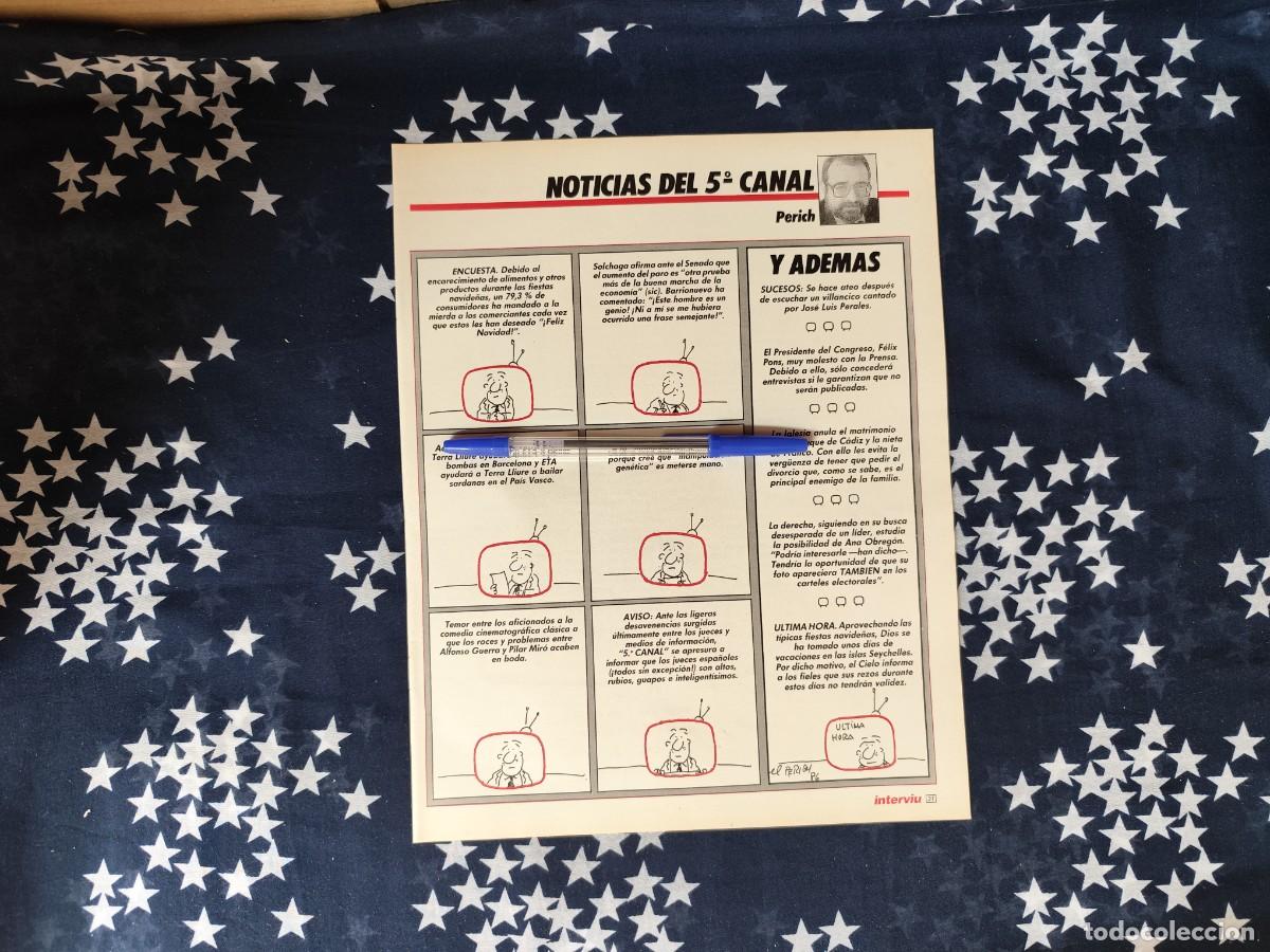 Coleccionismo de revista Intervi&uacute;: Noticias del 5&deg; canal Perich Recorte/Cliping Revista Interviu 555 1987